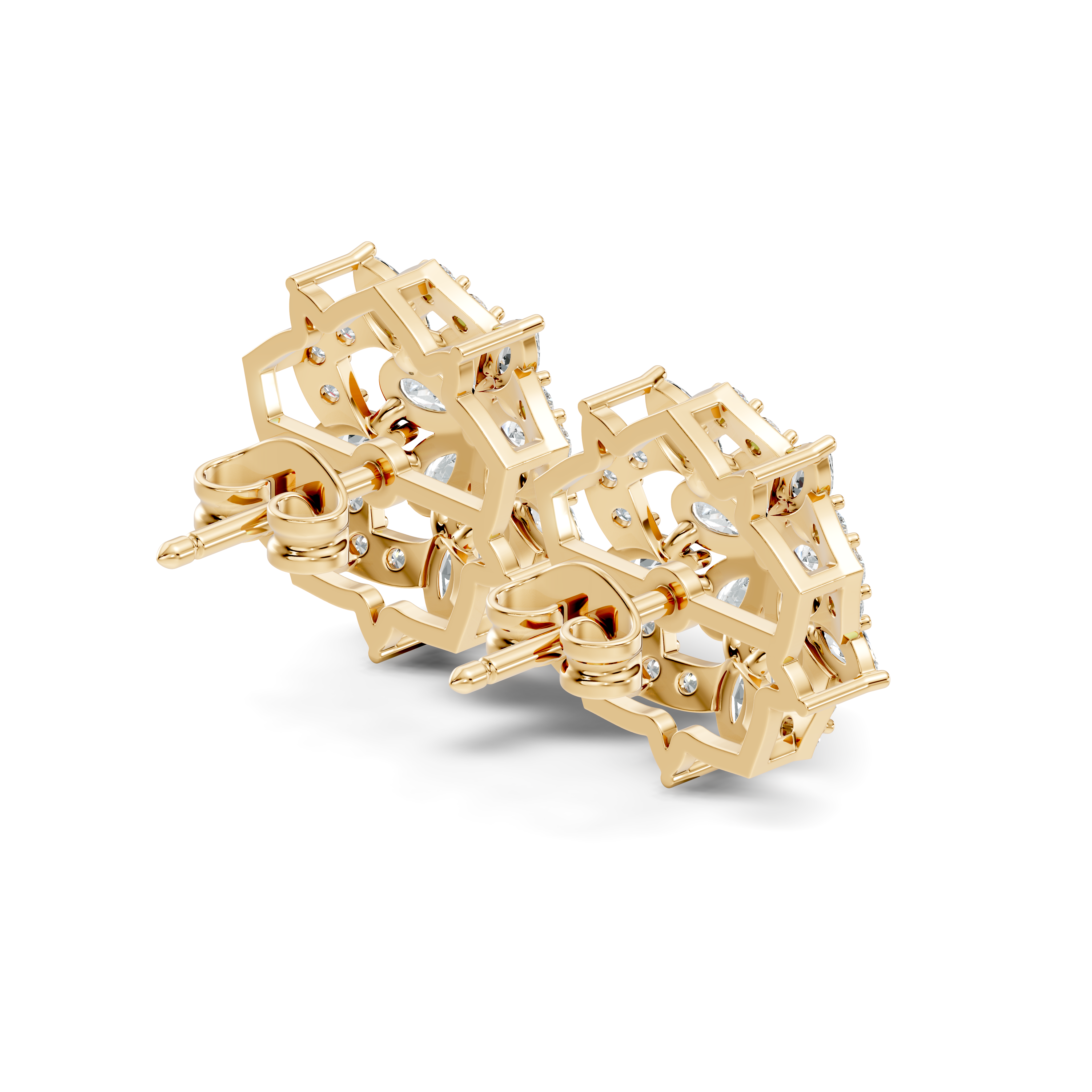 Pear, Marquise & Pave  Diamond Floral Cluster Stud