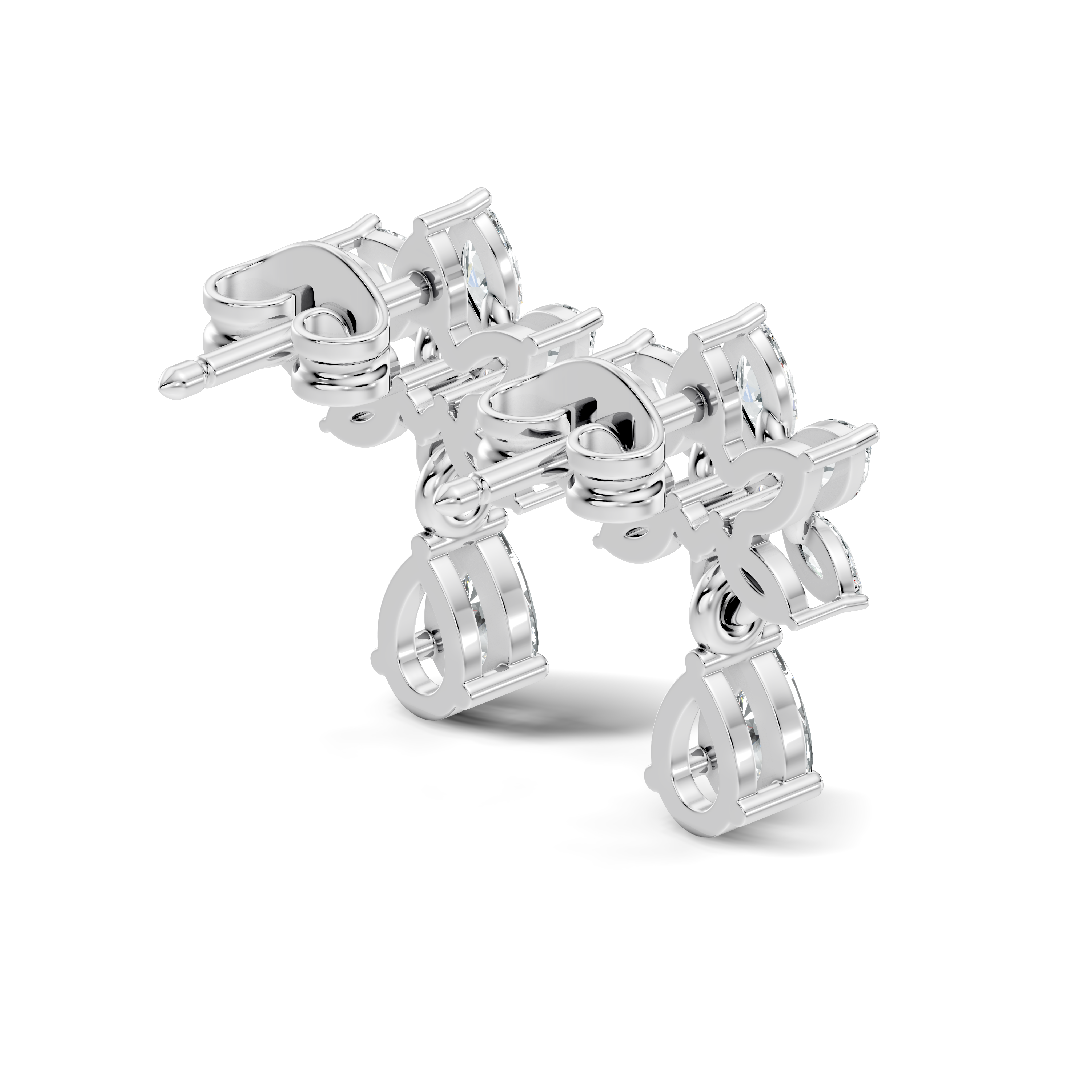 Marquise Floral Star & Pear Drop Diamond Earrings