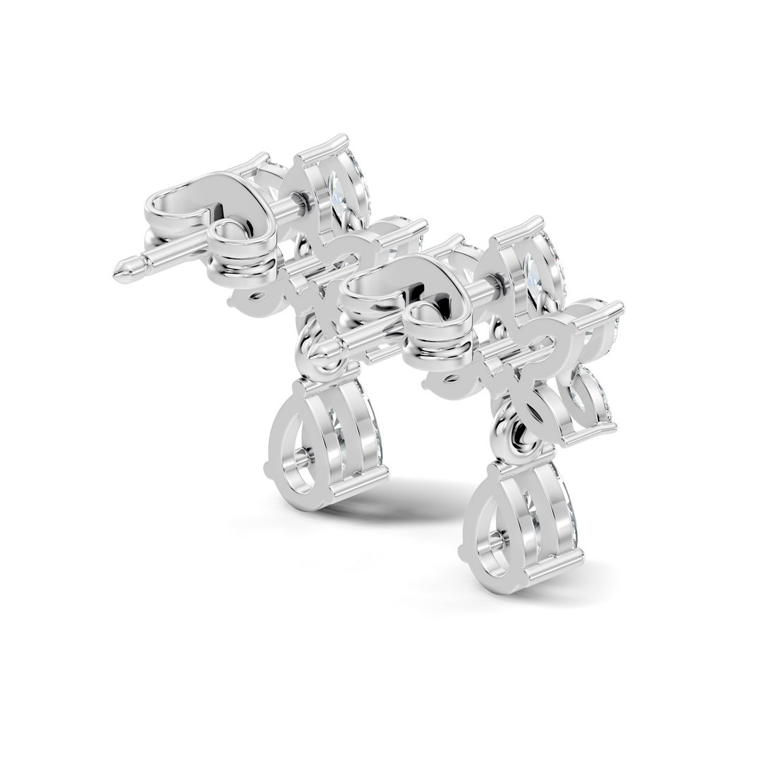 Marquise Floral Star & Pear Drop Diamond Earrings
