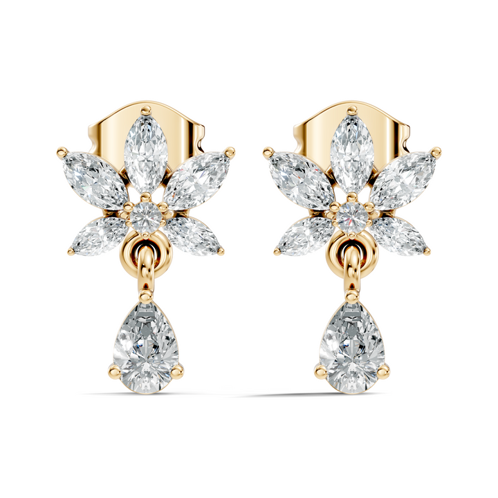 Marquise Floral Star & Pear Drop Diamond Earrings
