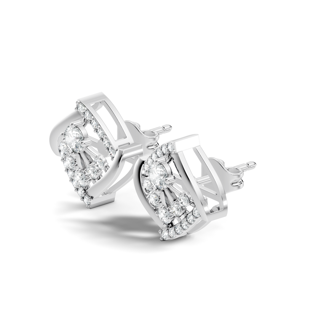 Round Diamond Geometric Swirl Sunburst Stud