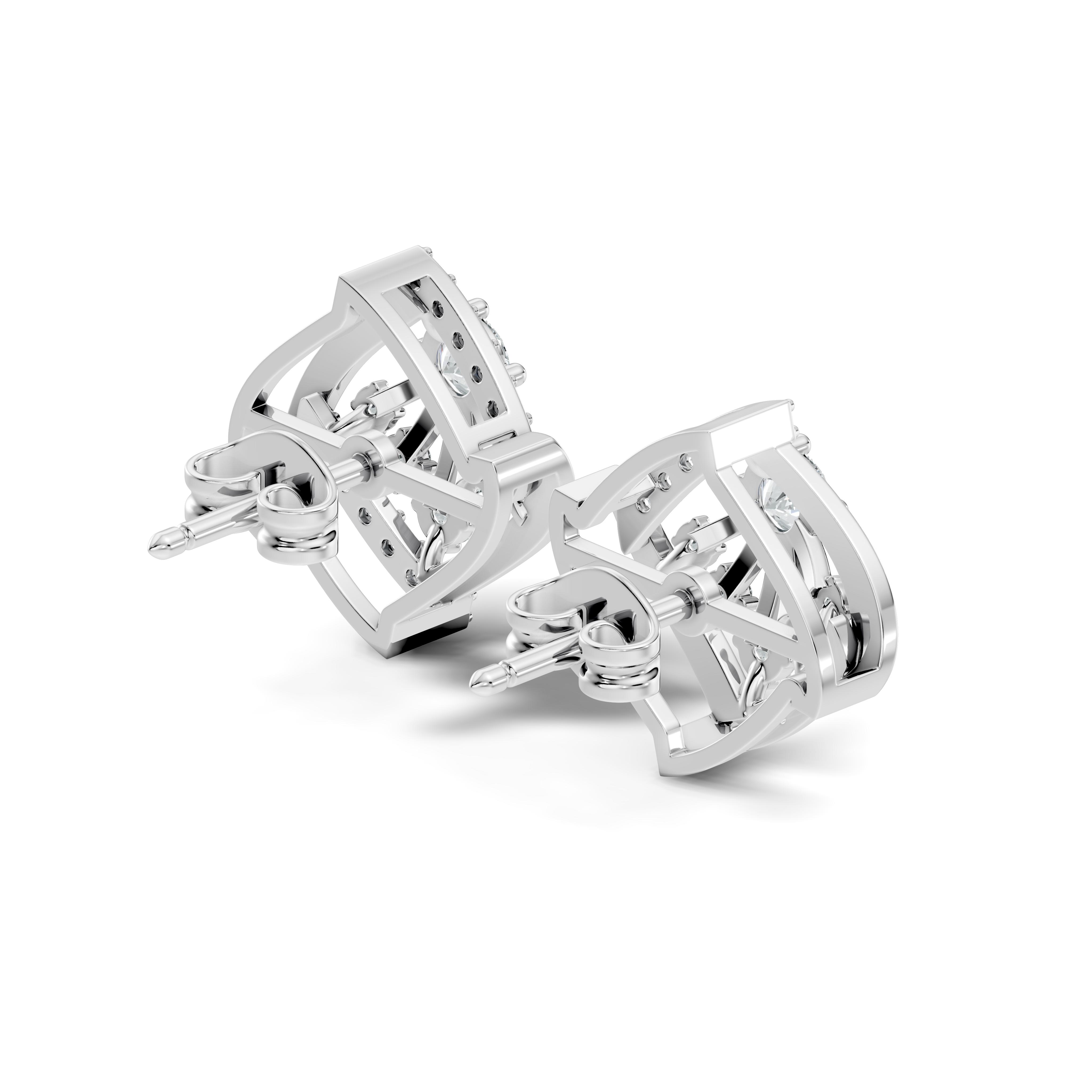 Round Diamond Geometric Swirl Sunburst Stud