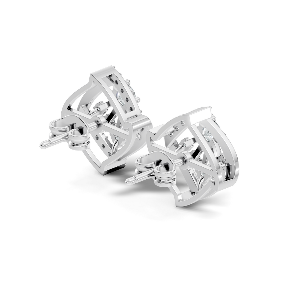 Round Diamond Geometric Swirl Sunburst Stud