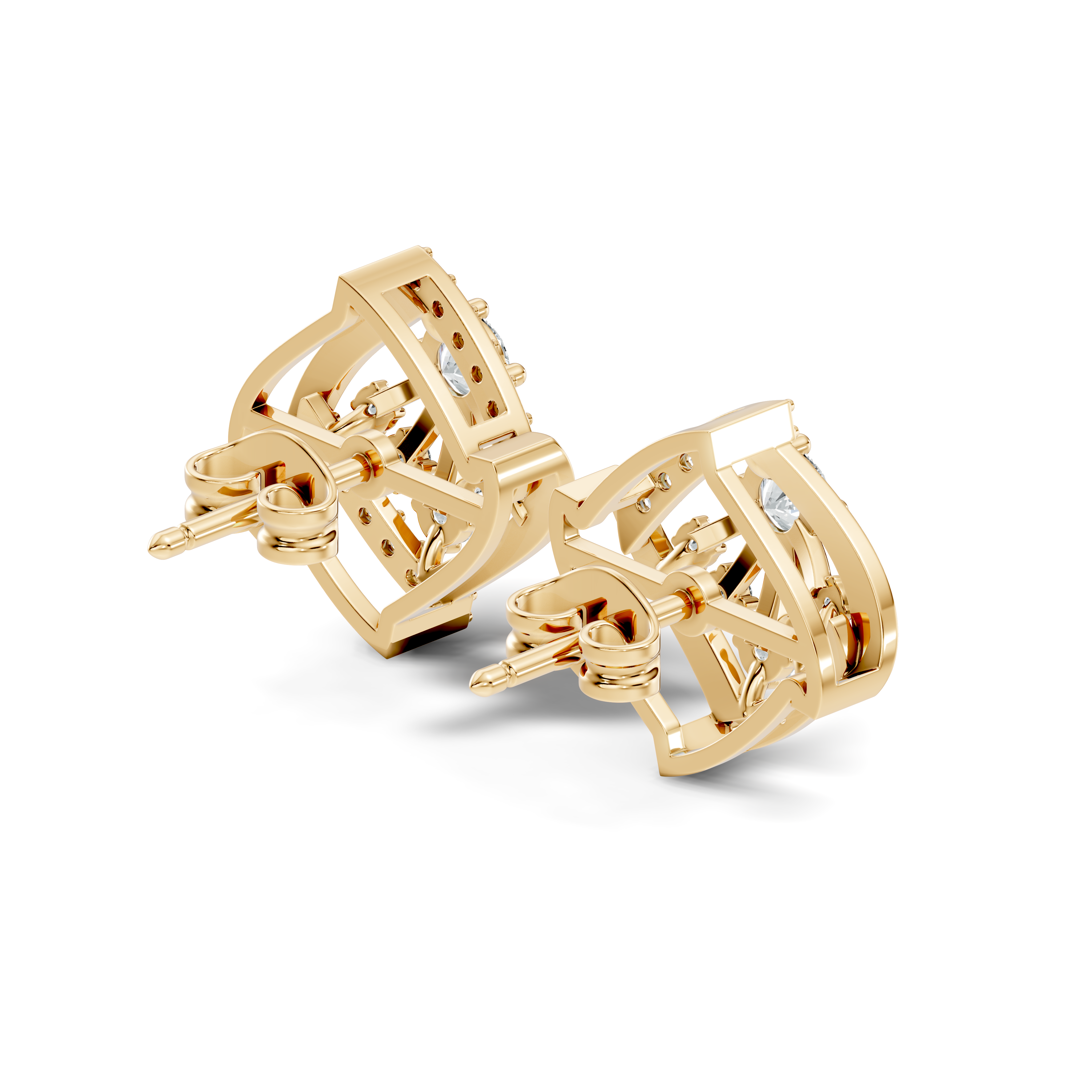 Round Diamond Geometric Swirl Sunburst Stud