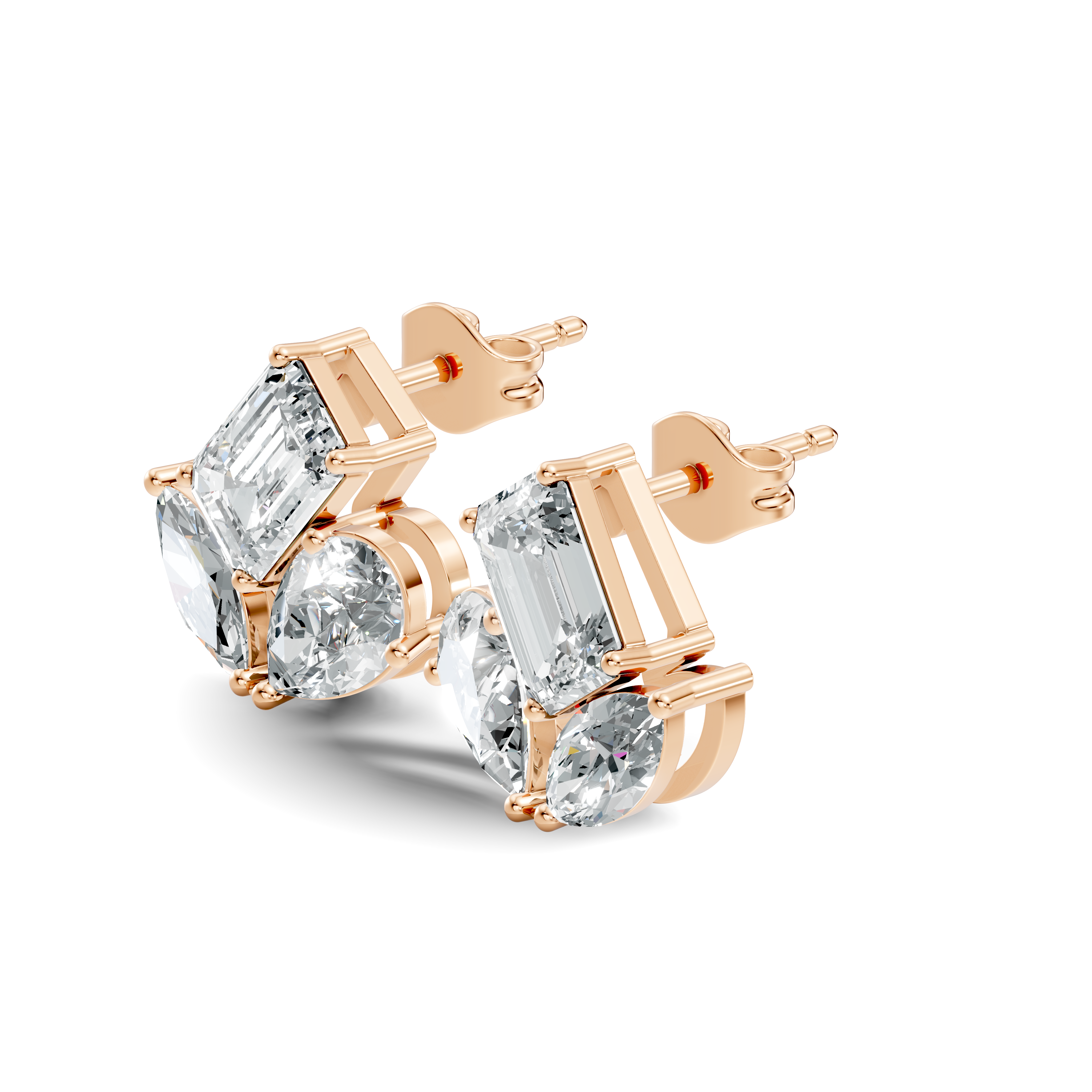 Emerald, Pear & Marquise Multi-Shape Diamond Cluster Stud