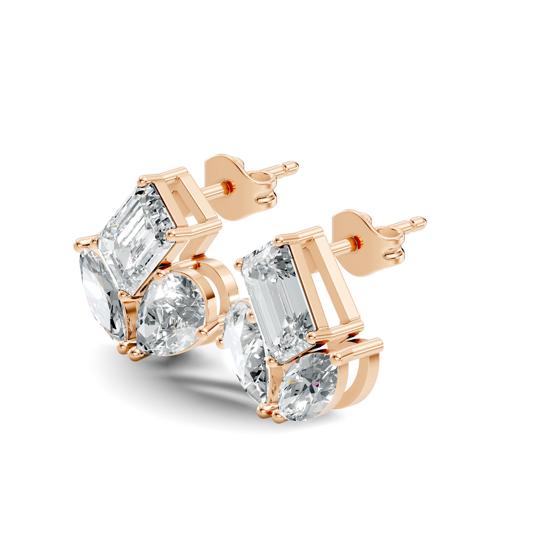 Emerald, Pear & Marquise Multi-Shape Diamond Cluster Stud
