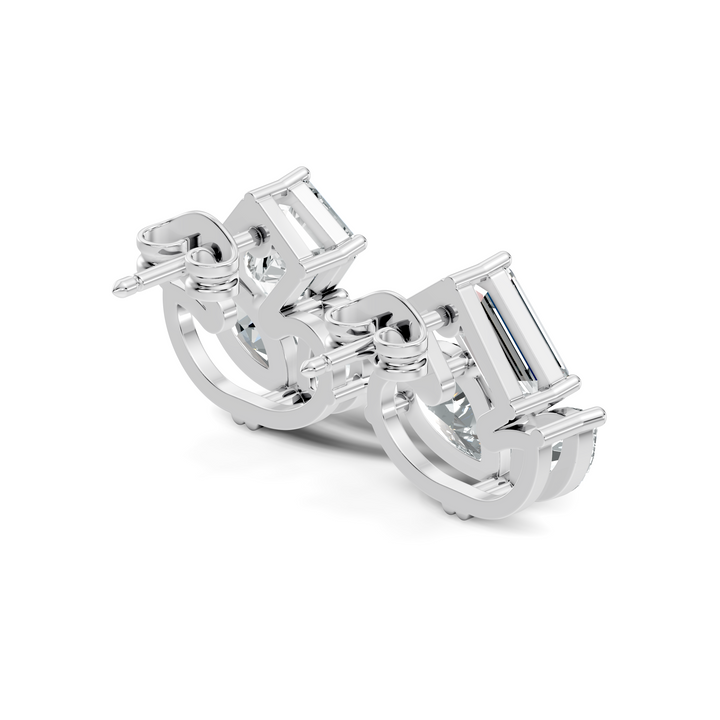 Emerald, Pear & Marquise Multi-Shape Diamond Cluster Stud