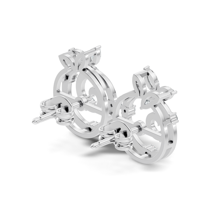 Marquise Floral Crown & Spiral Swirl Diamond Stud