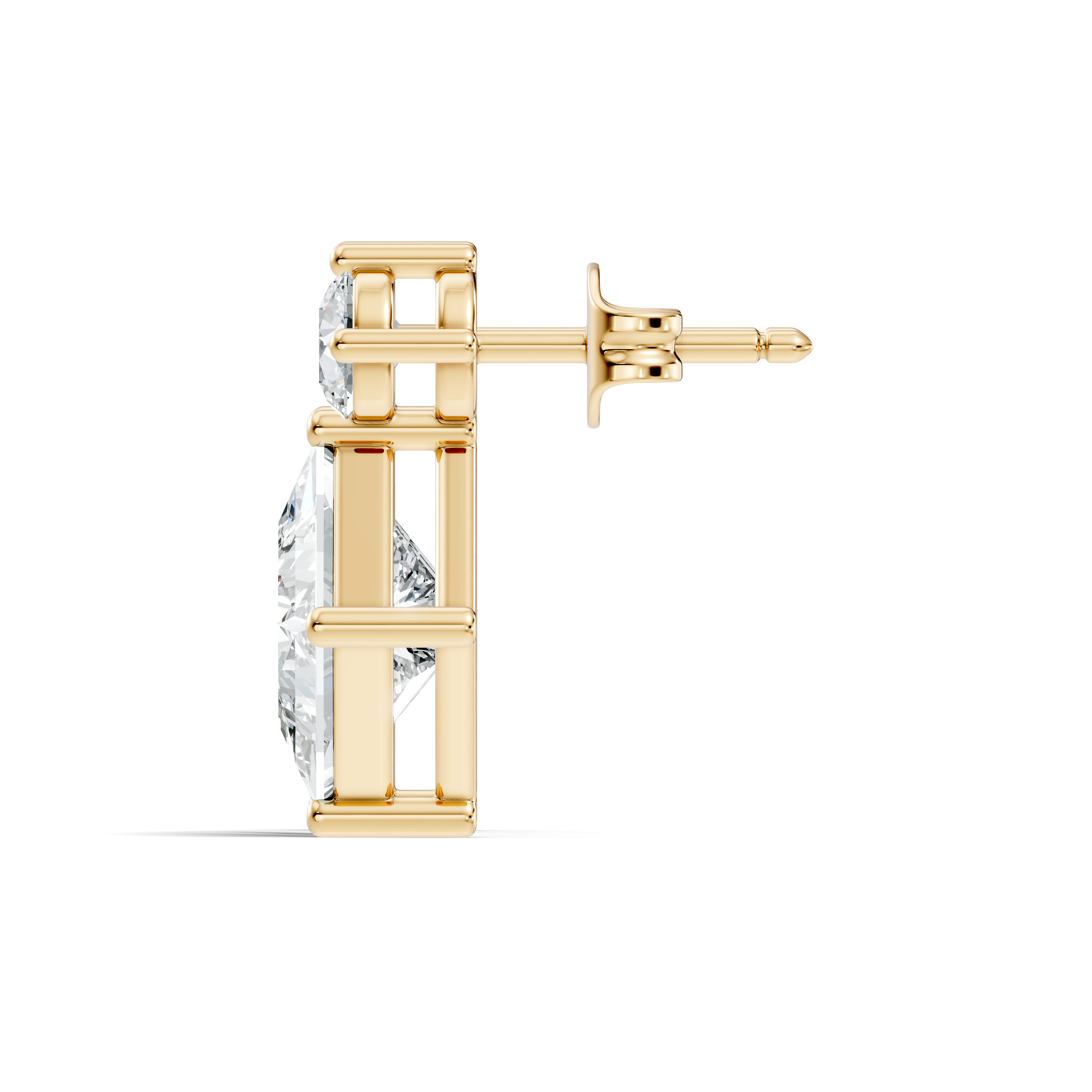 Princess Cut Kite & Round Accent Diamond Stud