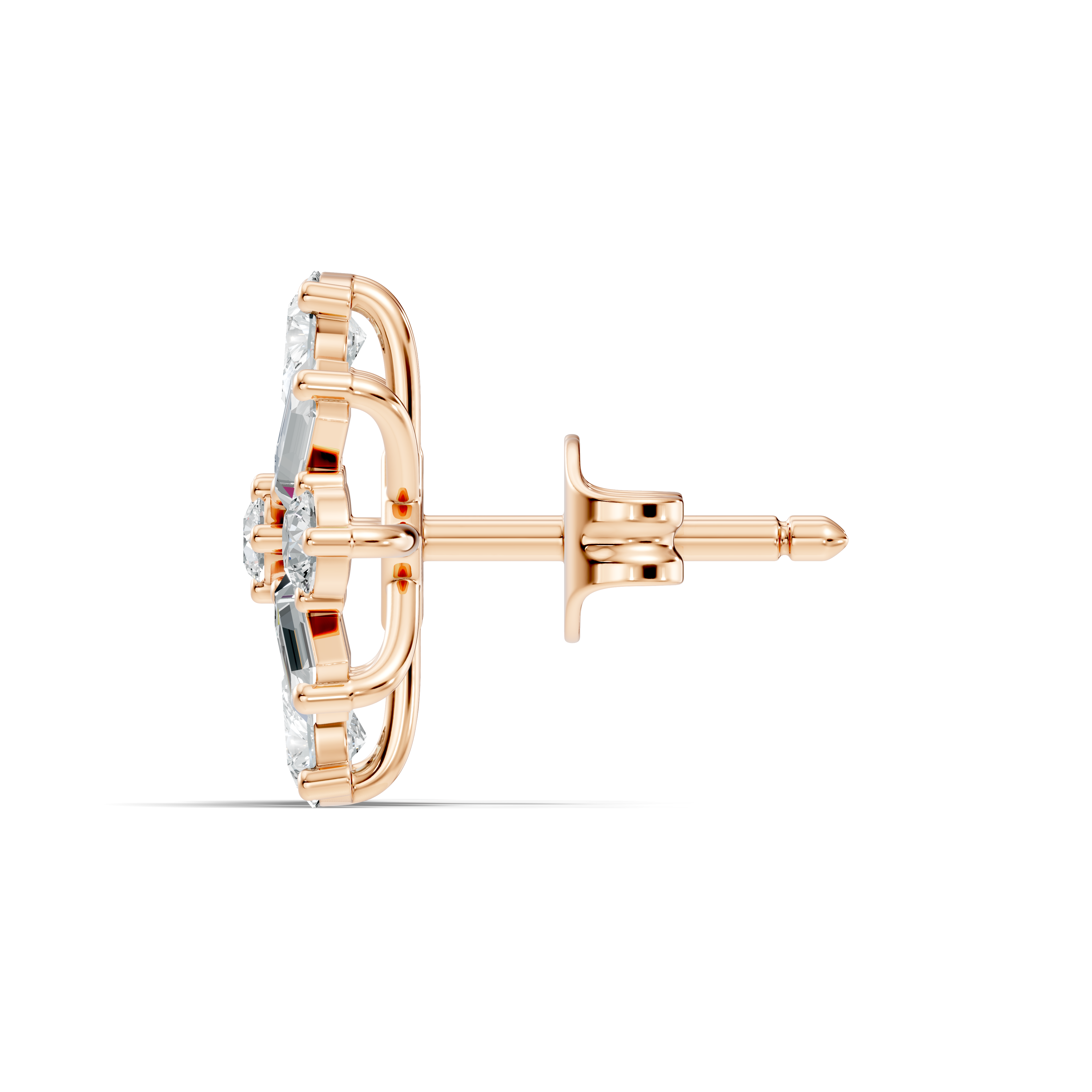 Multi-Shape Pear, Baguette & Round Diamond Cluster Stud