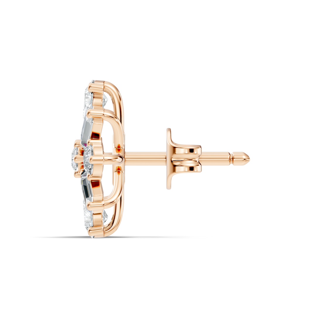 Multi-Shape Pear, Baguette & Round Diamond Cluster Stud