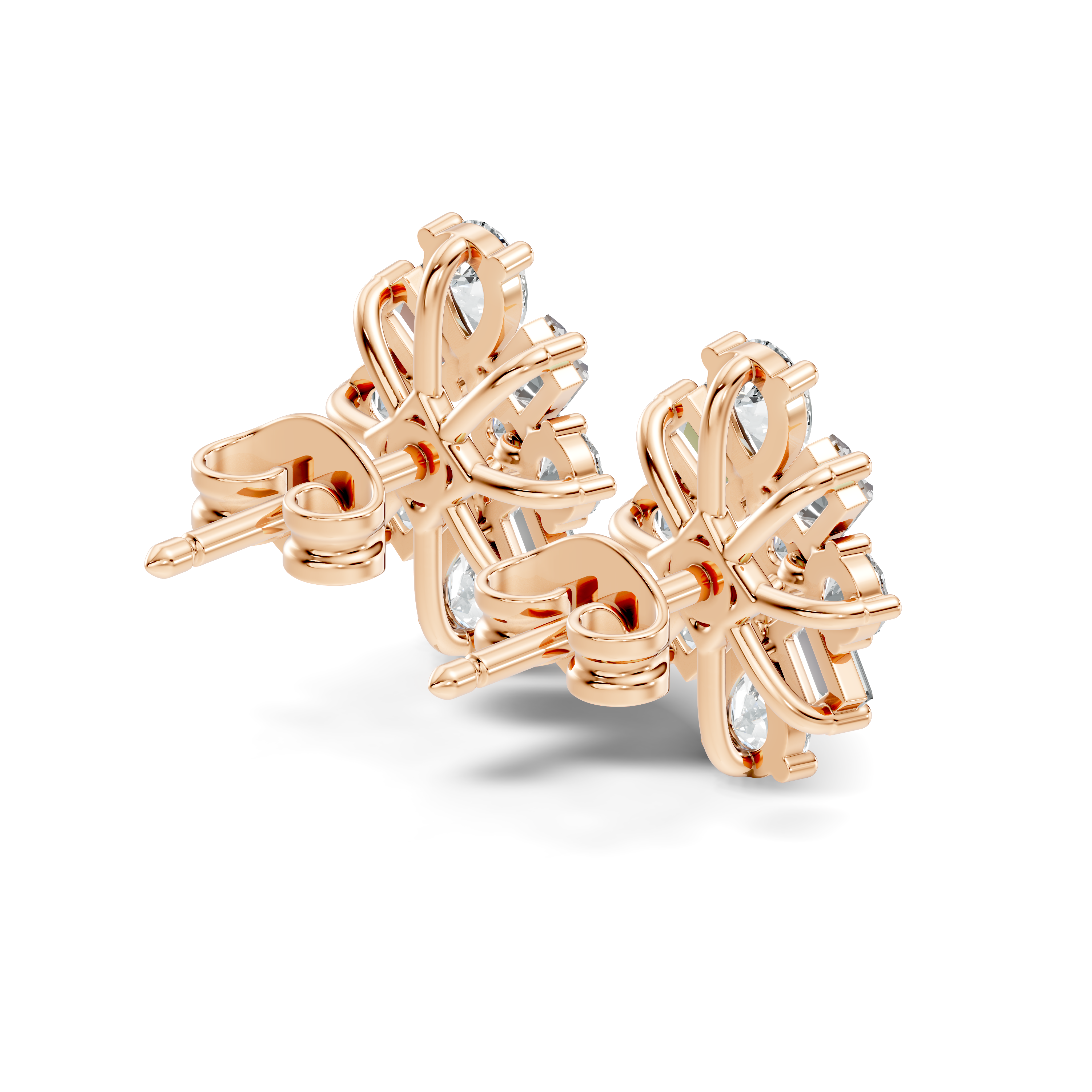 Multi-Shape Pear, Baguette & Round Diamond Cluster Stud