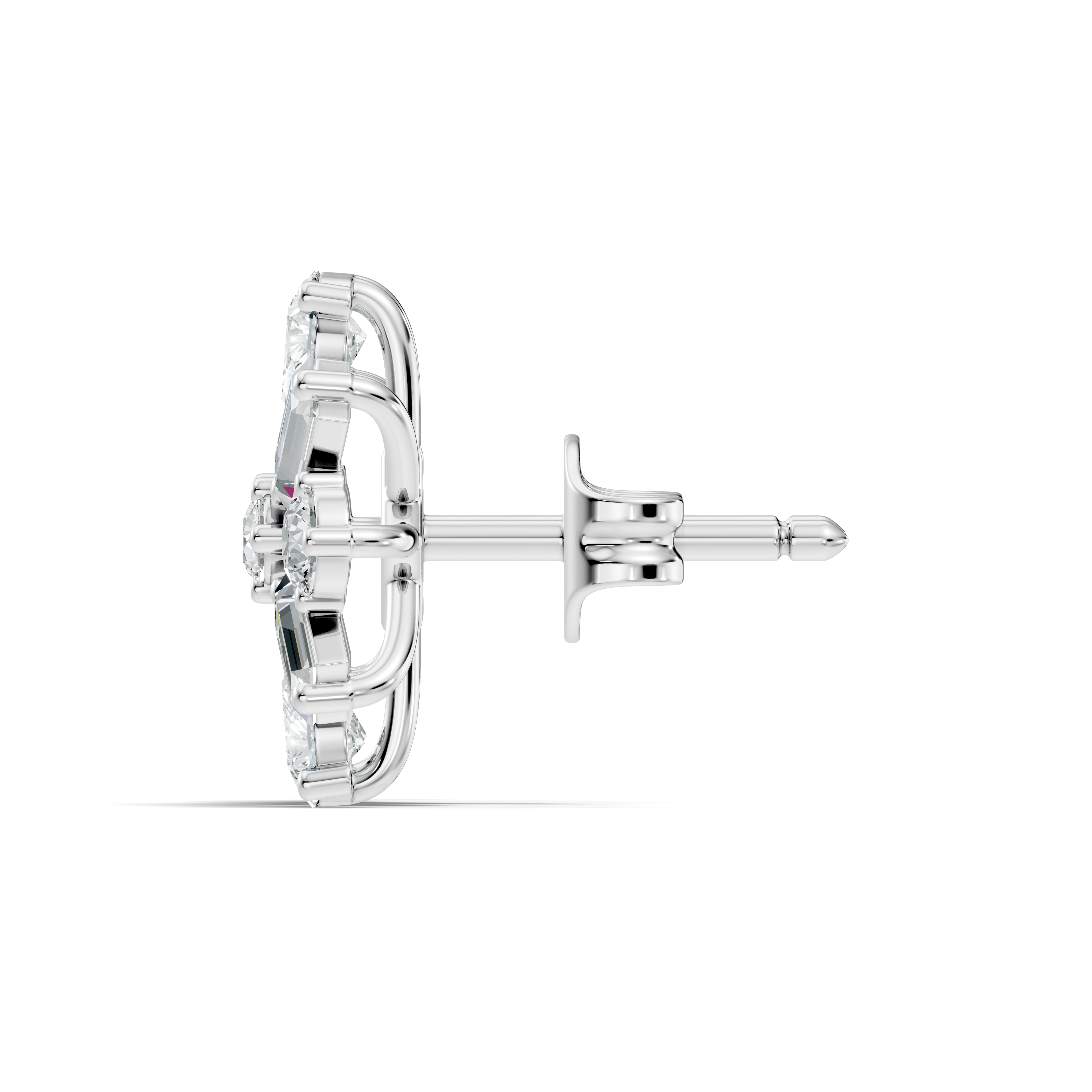 Multi-Shape Pear, Baguette & Round Diamond Cluster Stud