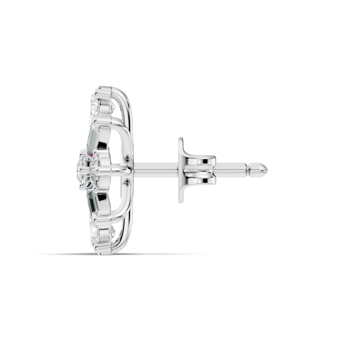 Multi-Shape Pear, Baguette & Round Diamond Cluster Stud