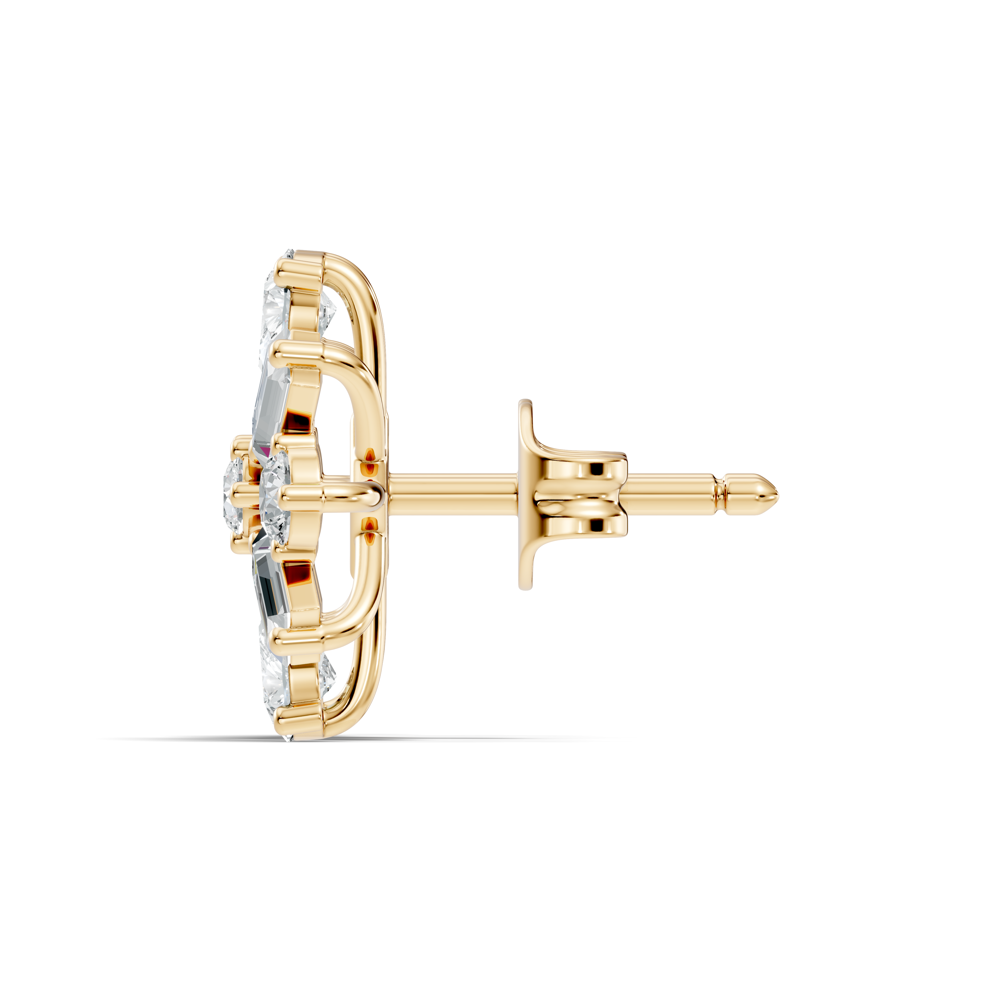 Multi-Shape Pear, Baguette & Round Diamond Cluster Stud
