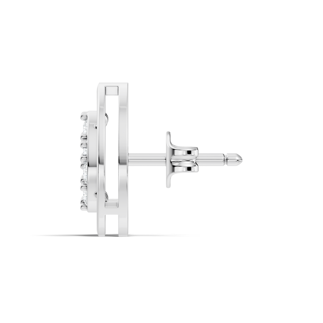Pear-Shaped Open Frame & Diamond Cluster Stud