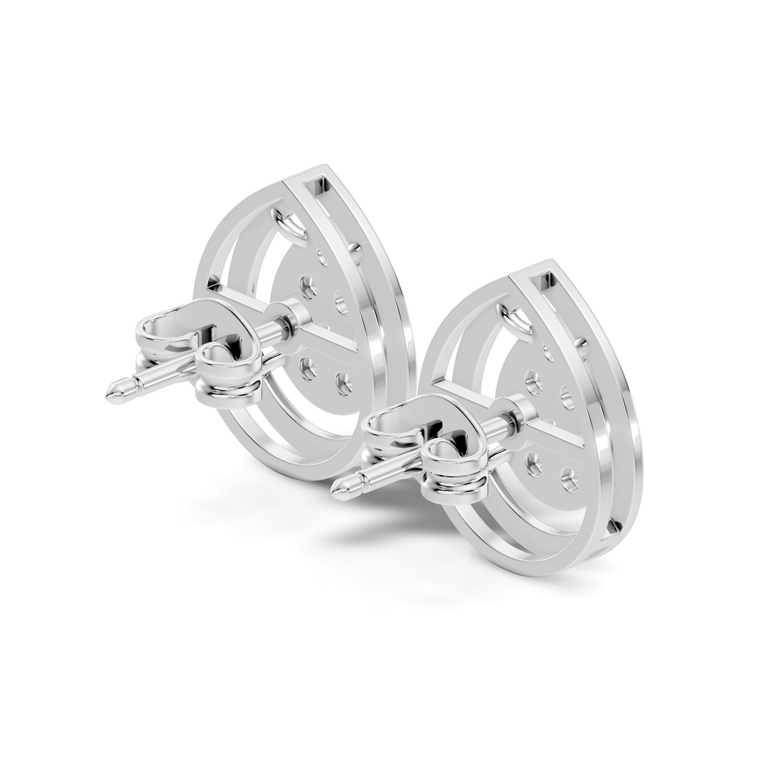 Pear-Shaped Open Frame & Diamond Cluster Stud