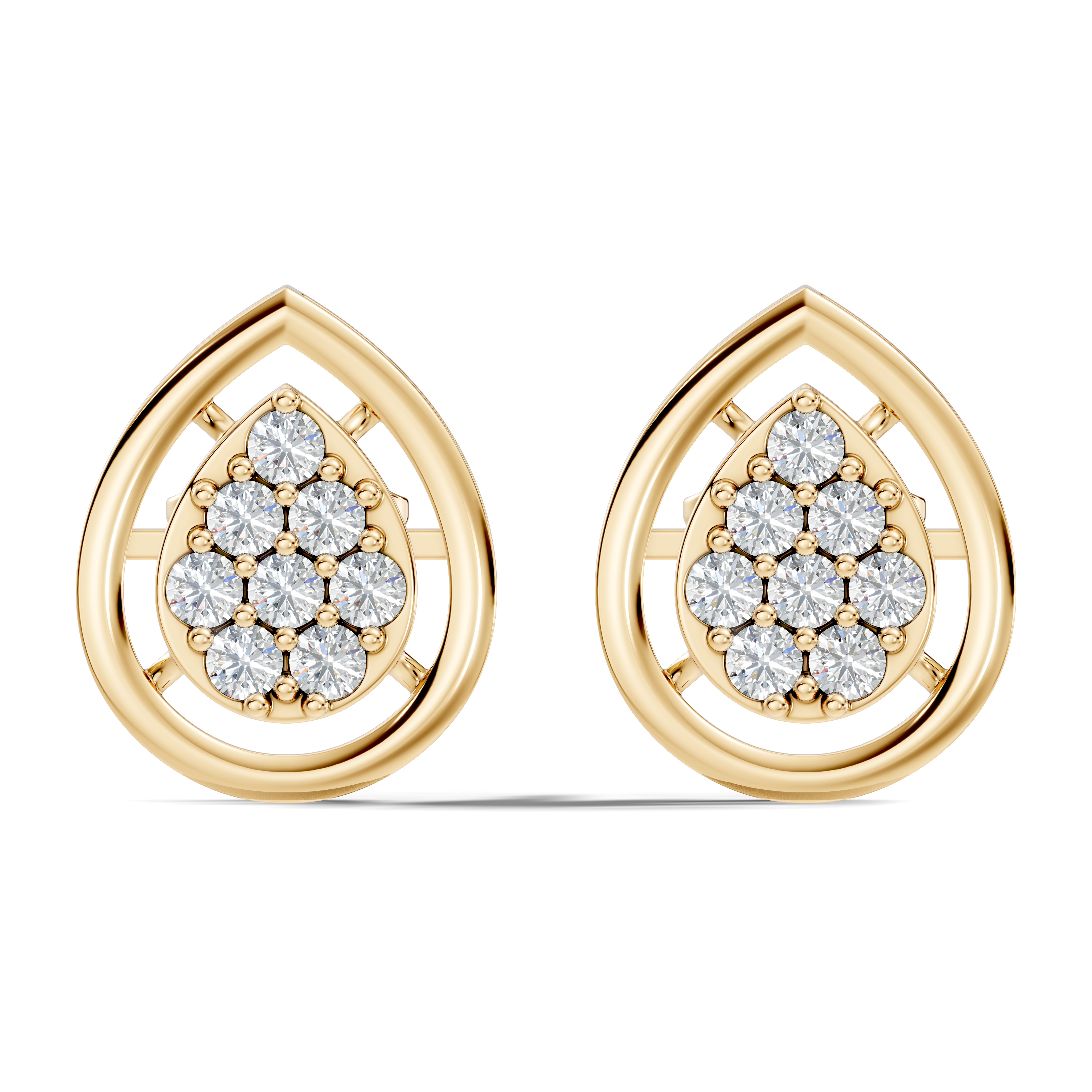 Pear-Shaped Open Frame & Diamond Cluster Stud