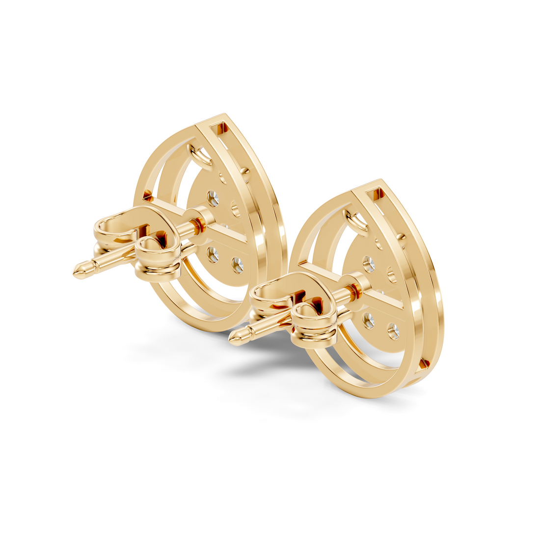 Pear-Shaped Open Frame & Diamond Cluster Stud