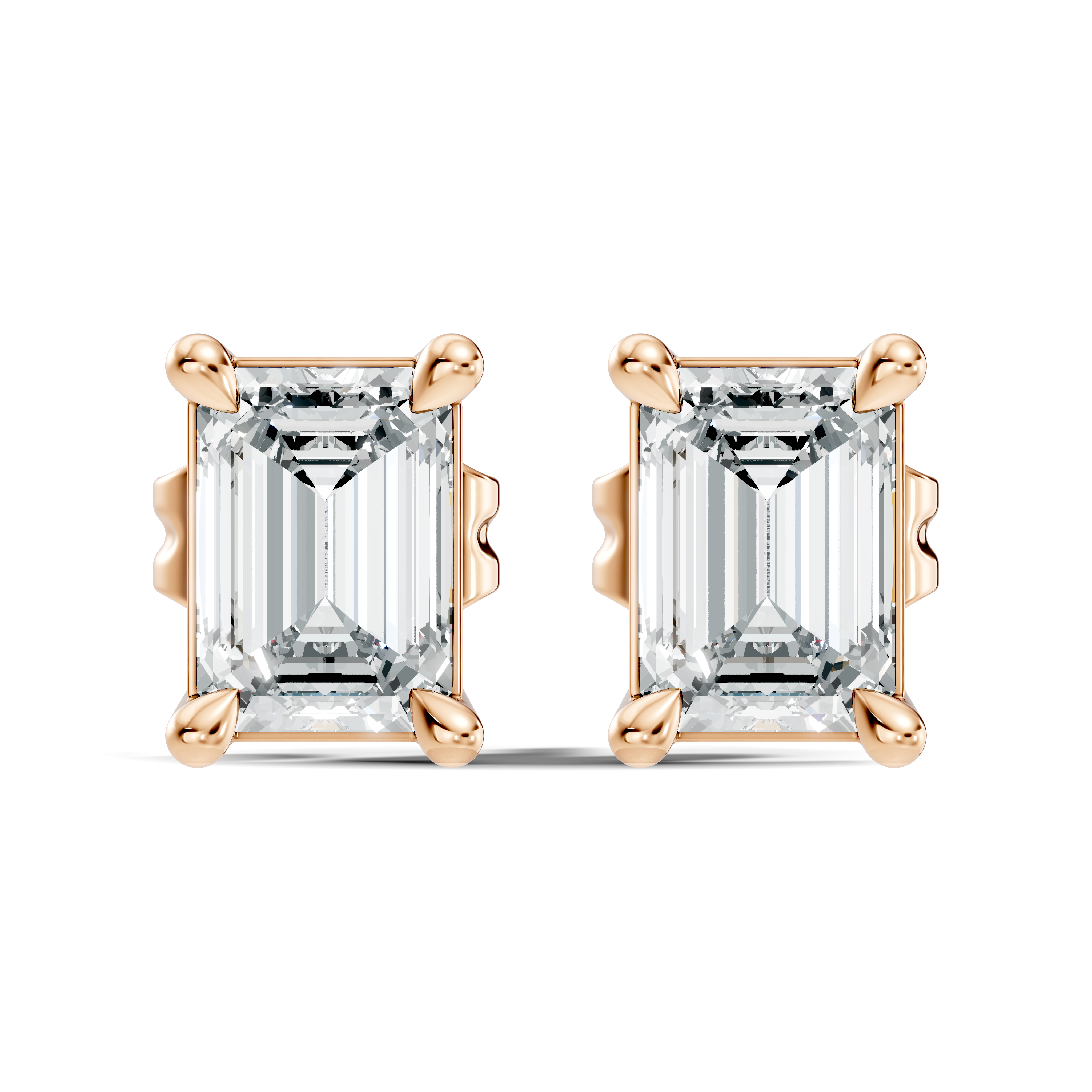 Classic Emerald Cut Solitaire Diamond Stud