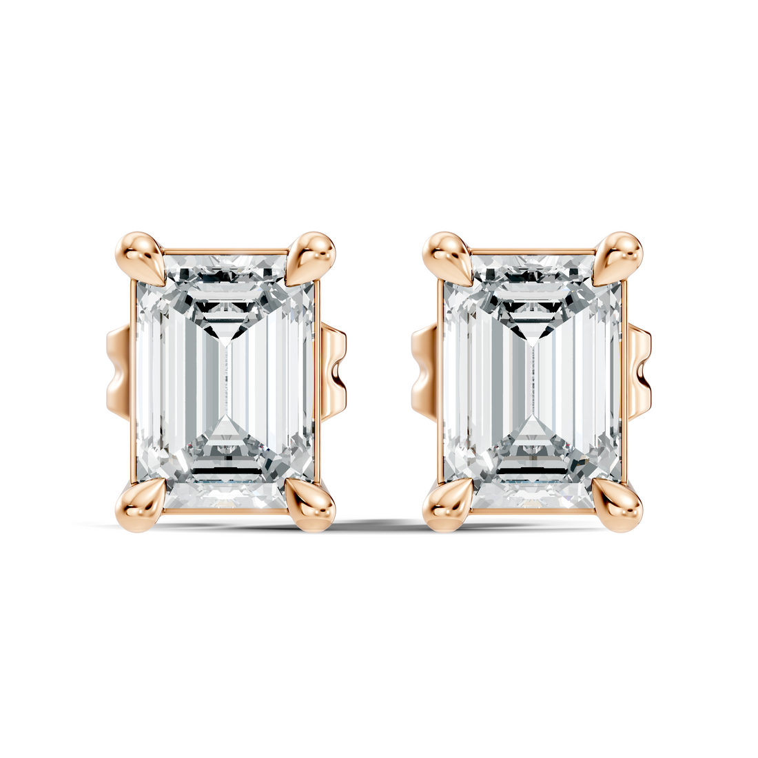 Classic Emerald Cut Solitaire Diamond Stud