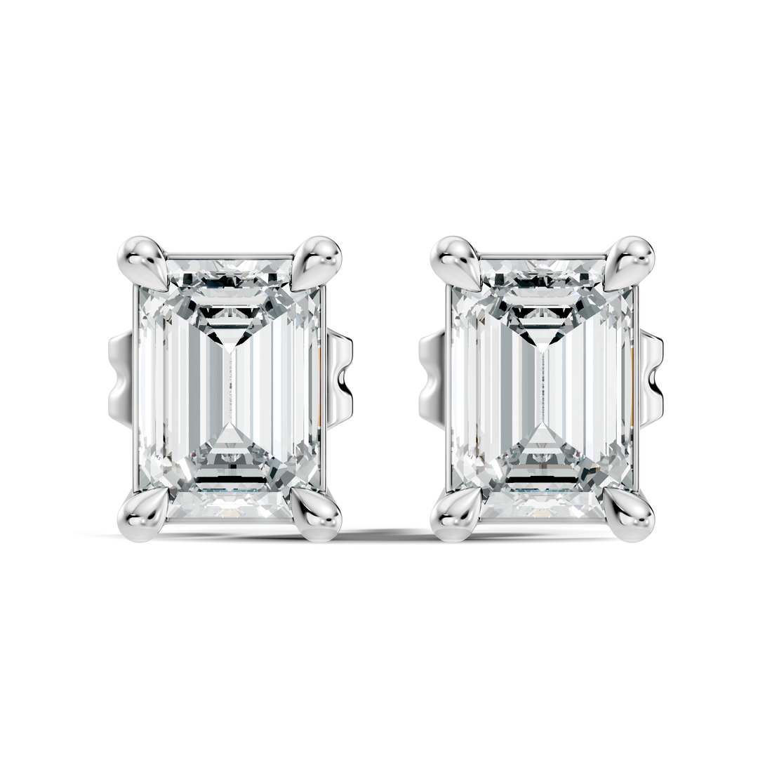 Classic Emerald Cut Solitaire Diamond Stud