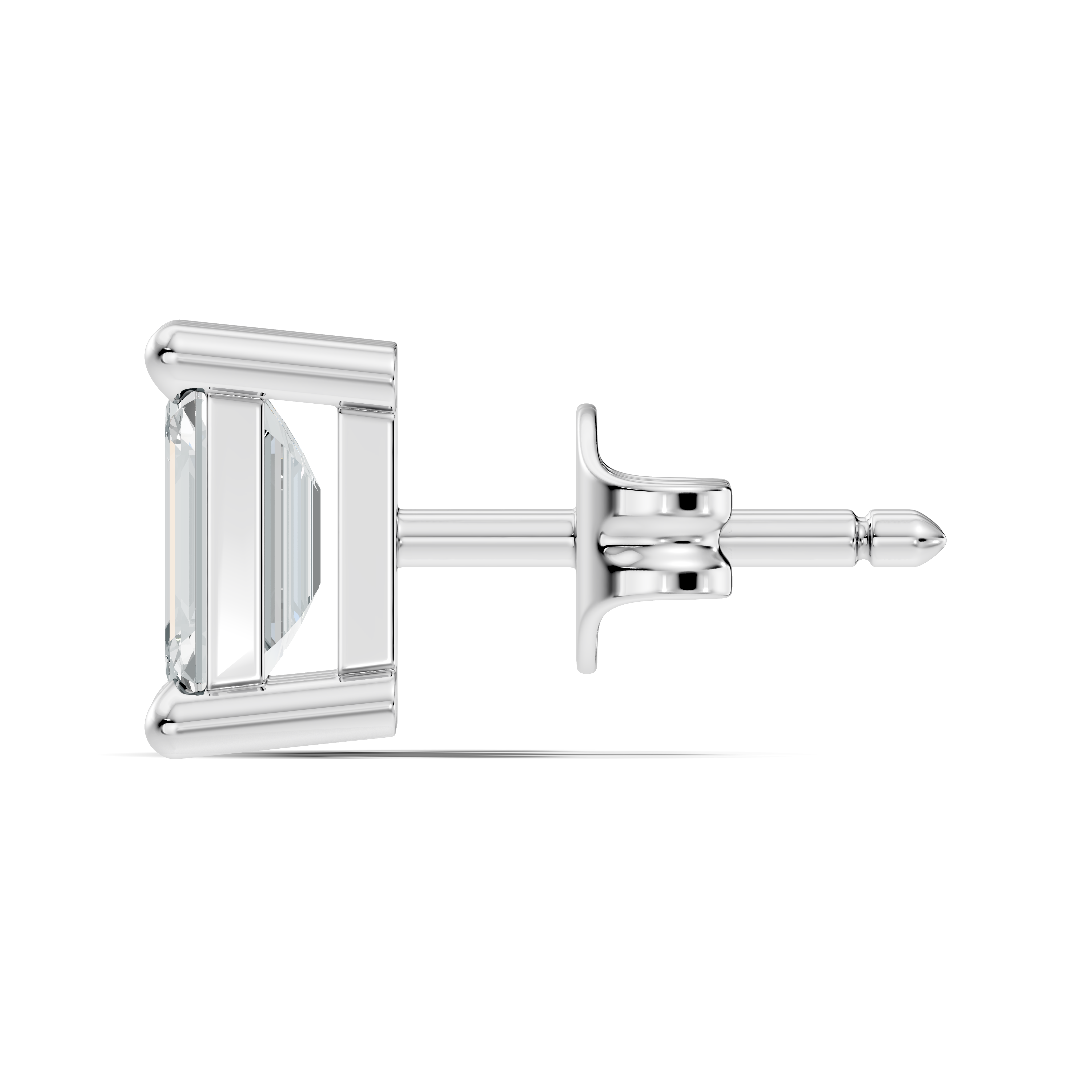Classic Emerald Cut Solitaire Diamond Stud
