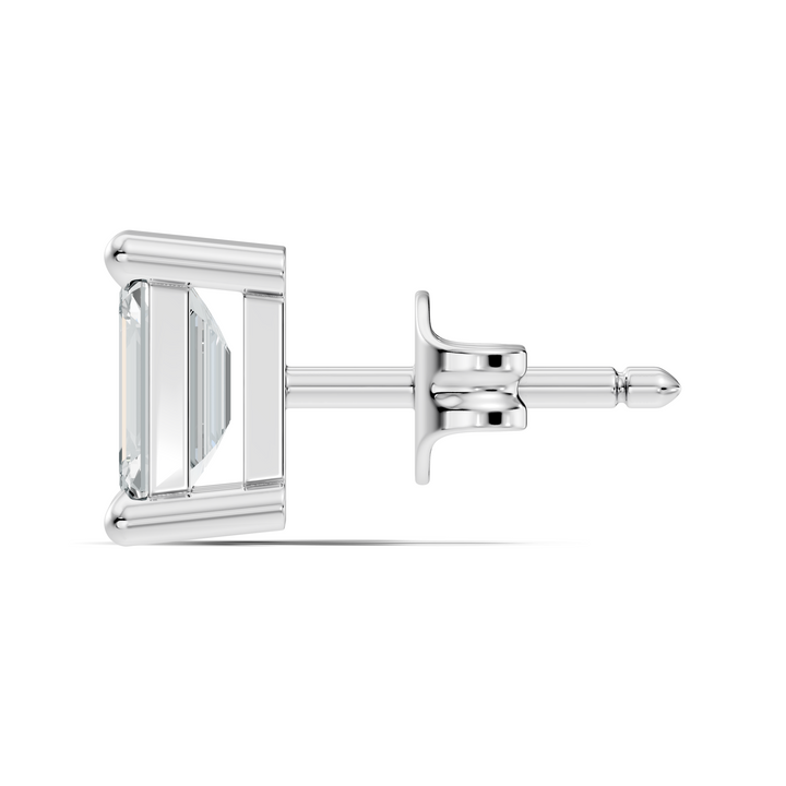 Classic Emerald Cut Solitaire Diamond Stud