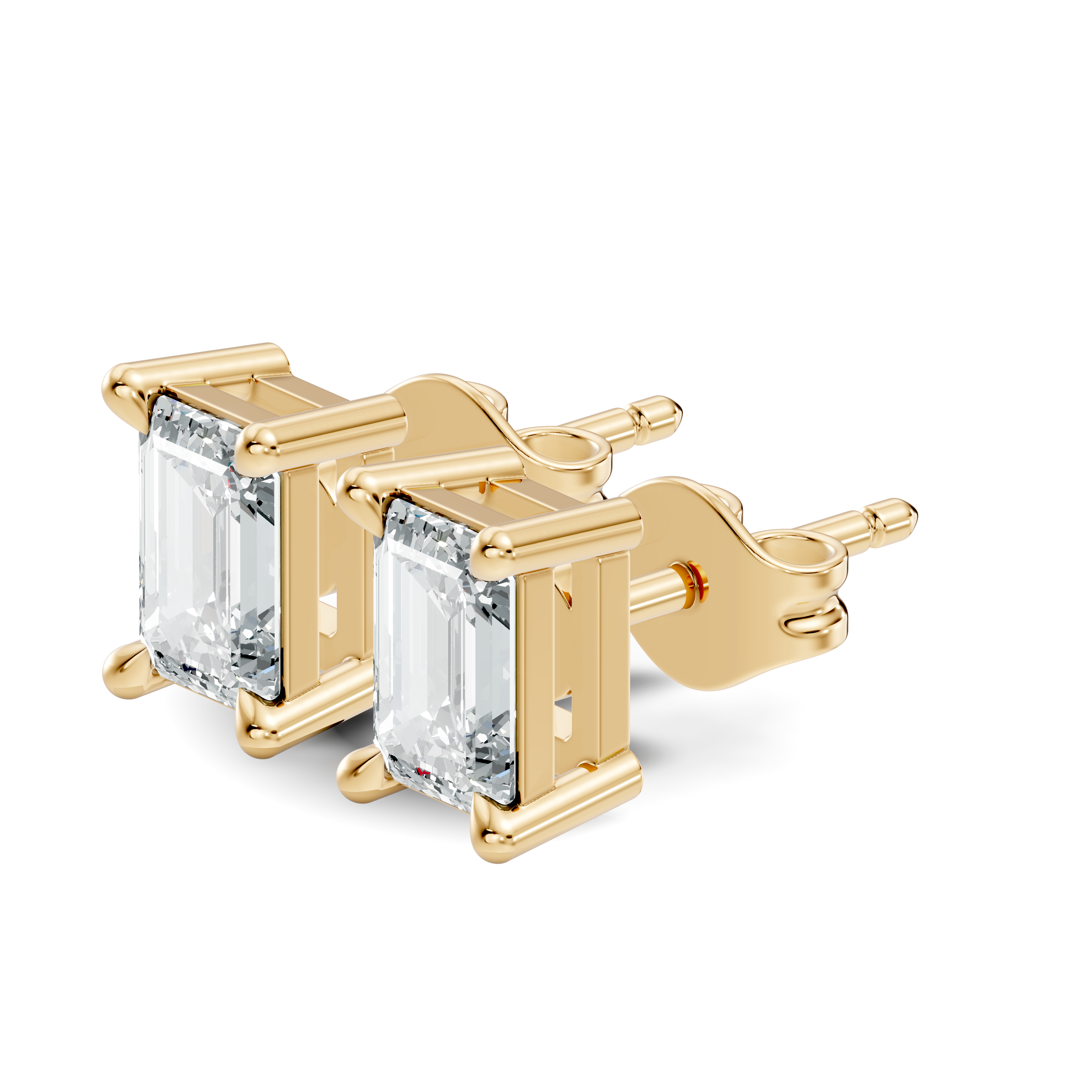Classic Emerald Cut Solitaire Diamond Stud