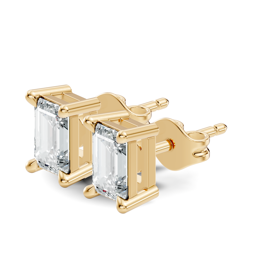 Classic Emerald Cut Solitaire Diamond Stud