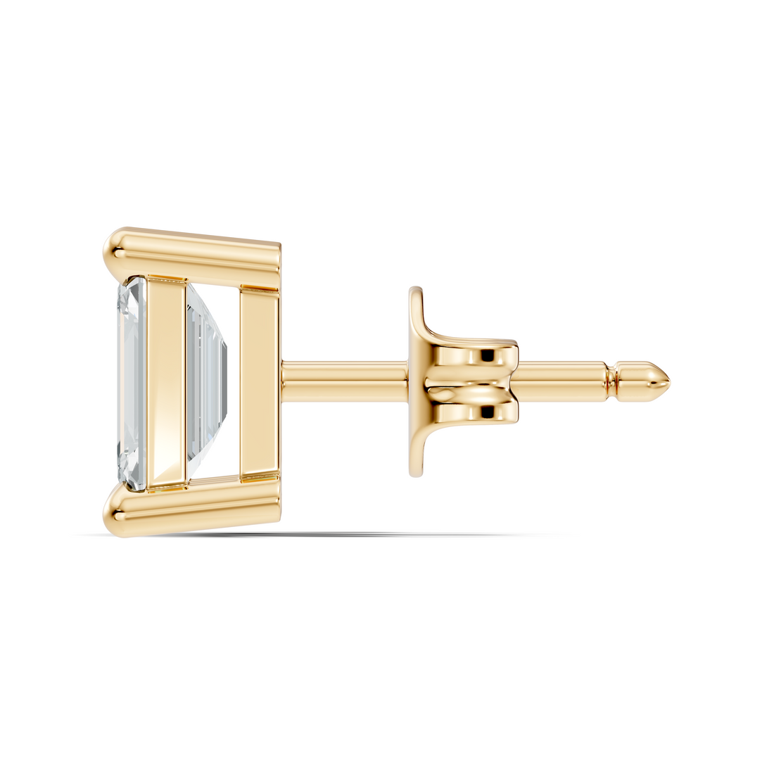 Classic Emerald Cut Solitaire Diamond Stud