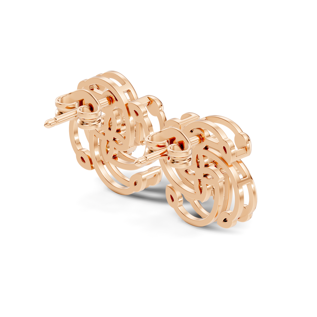 Pear Diamond Four-Petal Flower & Pinwheel Swirl Stud