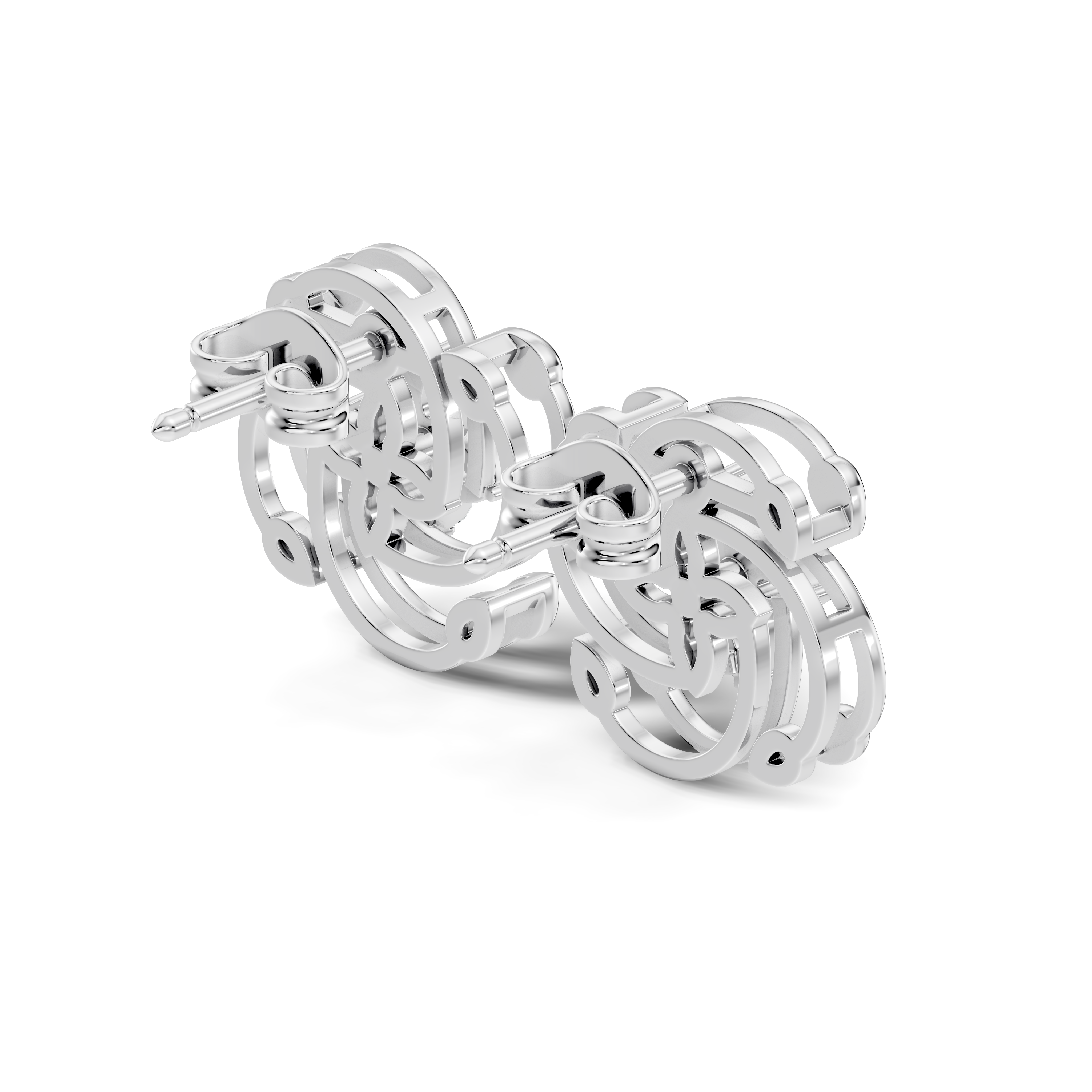 Pear Diamond Four-Petal Flower & Pinwheel Swirl Stud