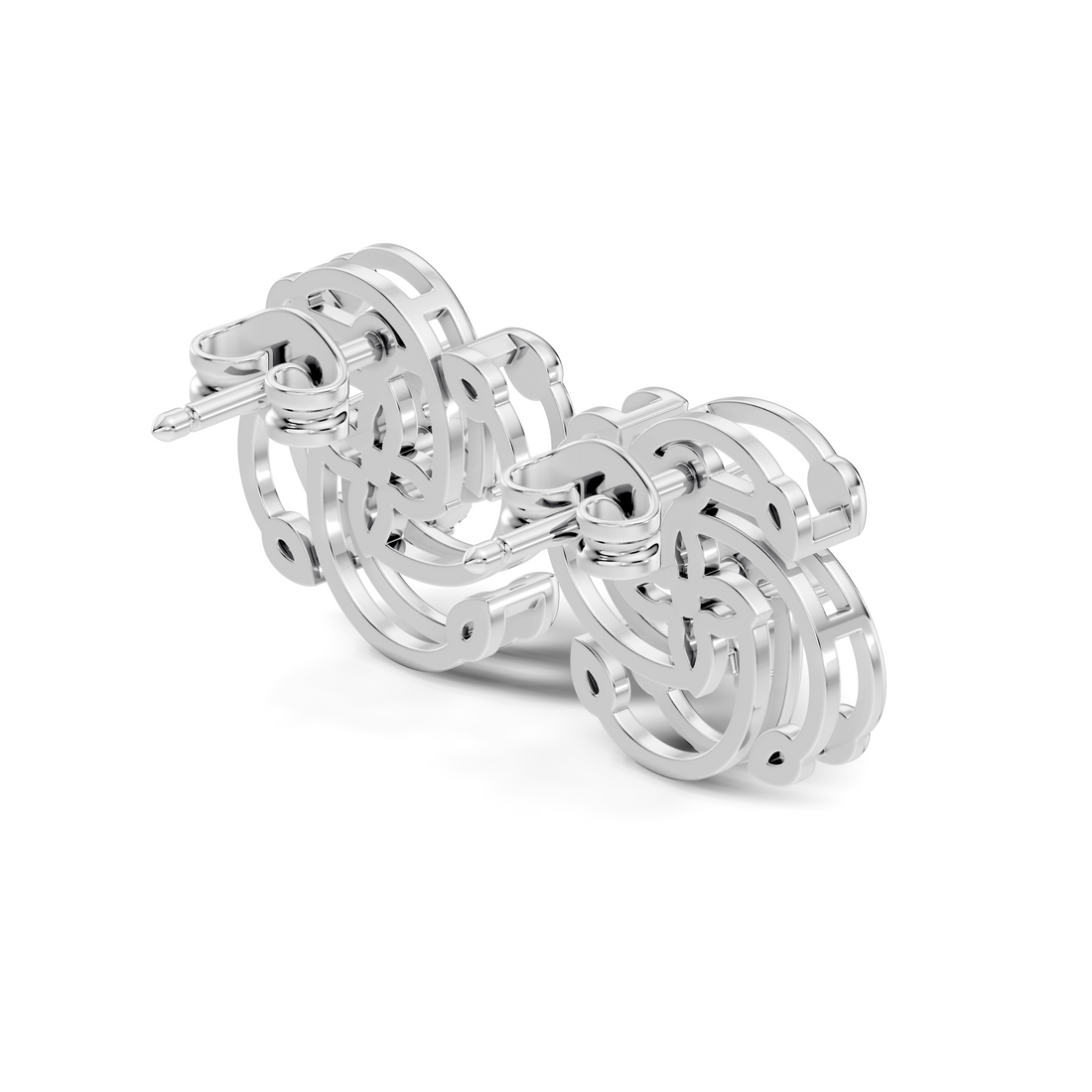 Pear Diamond Four-Petal Flower & Pinwheel Swirl Stud