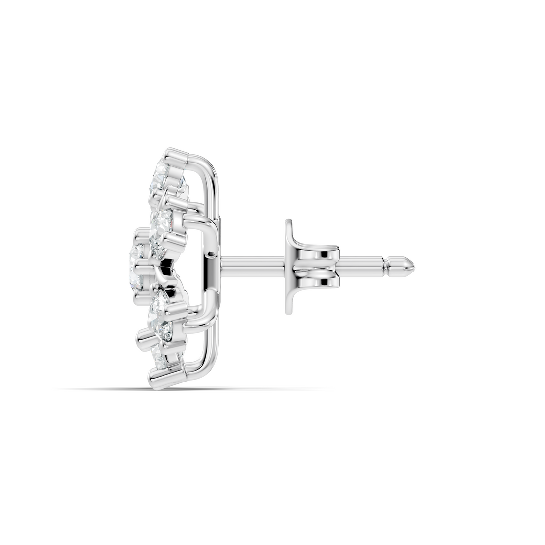 Round Diamond Snowflake Floral Cluster Stud