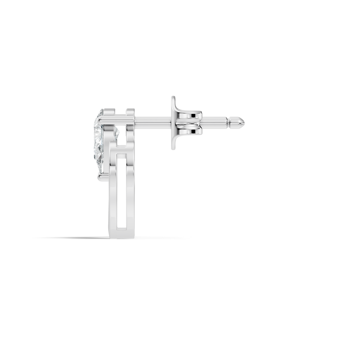 Pear Cut Solitaire & Open Heart Wing Diamond Stud