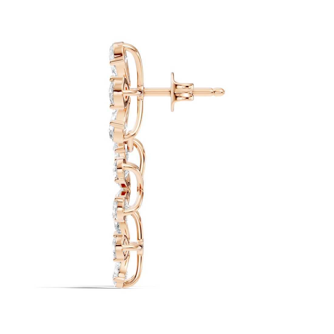 Pear & Round Diamond Triple Tier Floral Drop Earrings