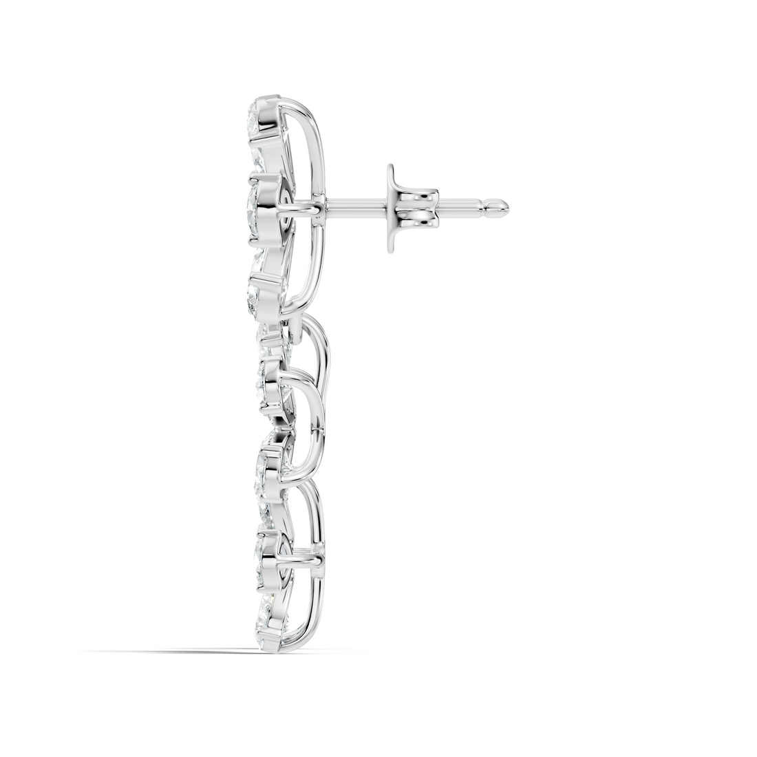 Pear & Round Diamond Triple Tier Floral Drop Earrings