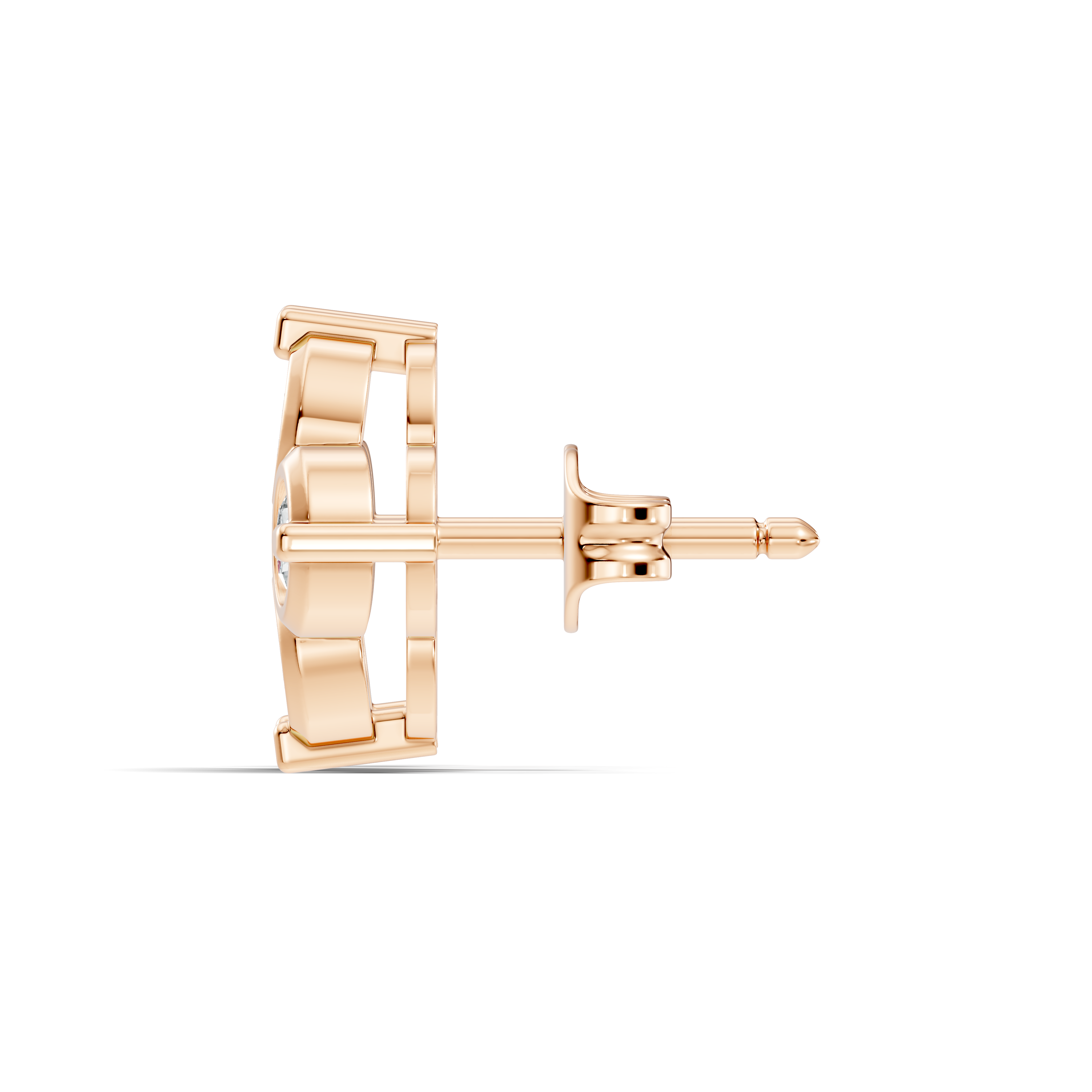 Four-Petal Floral Clover Round Diamond Cluster Stud