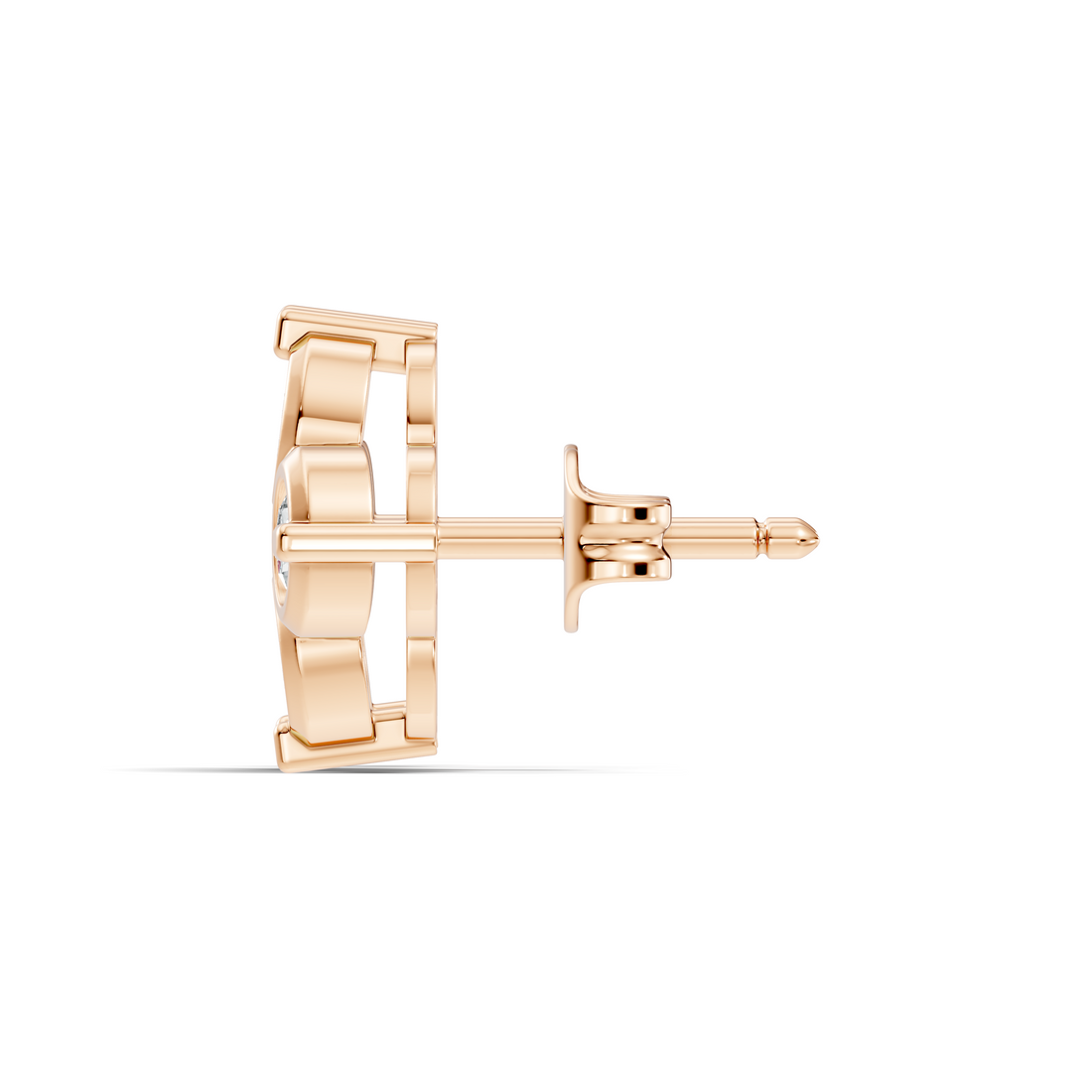 Four-Petal Floral Clover Round Diamond Cluster Stud