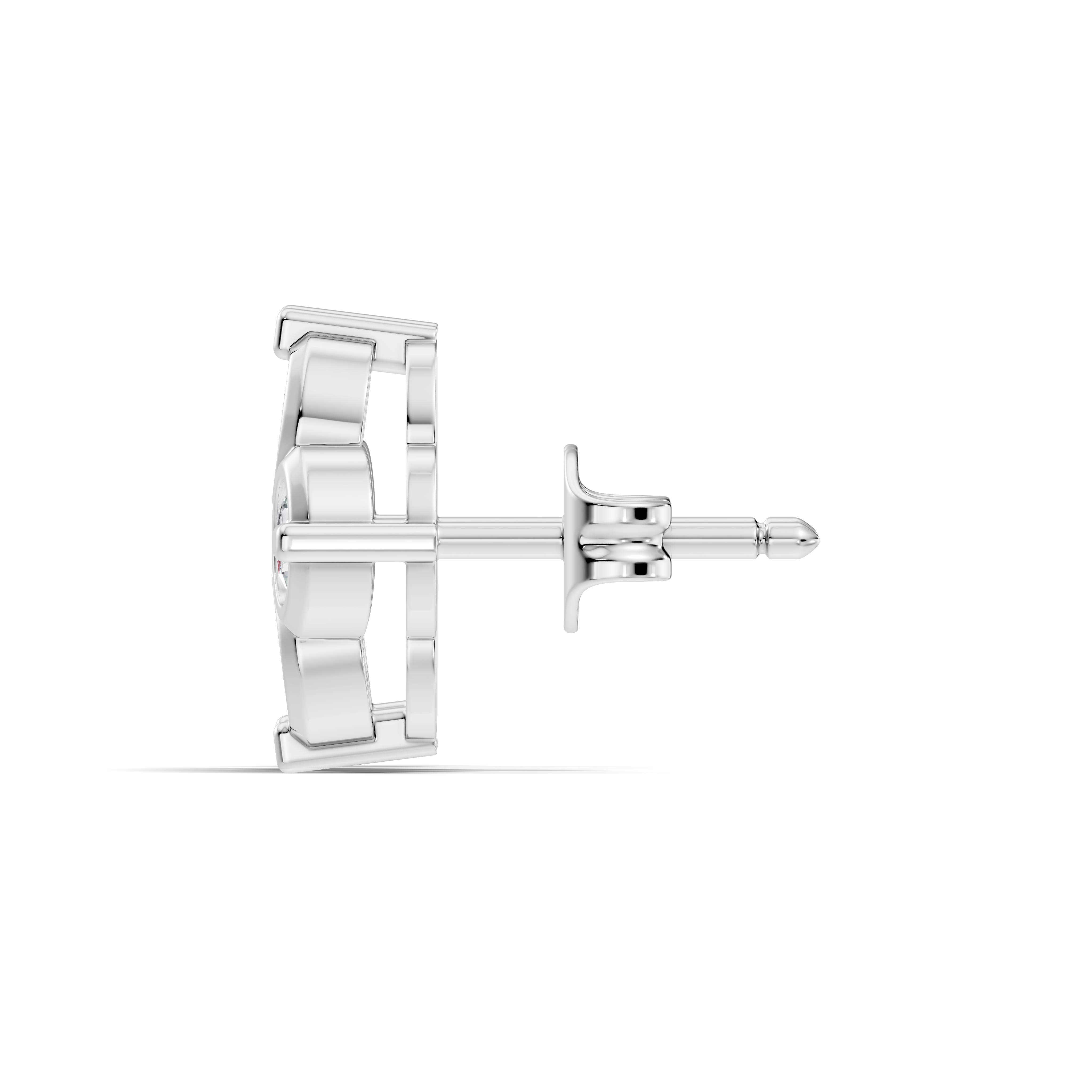 Four-Petal Floral Clover Round Diamond Cluster Stud