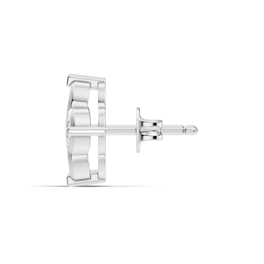 Four-Petal Floral Clover Round Diamond Cluster Stud