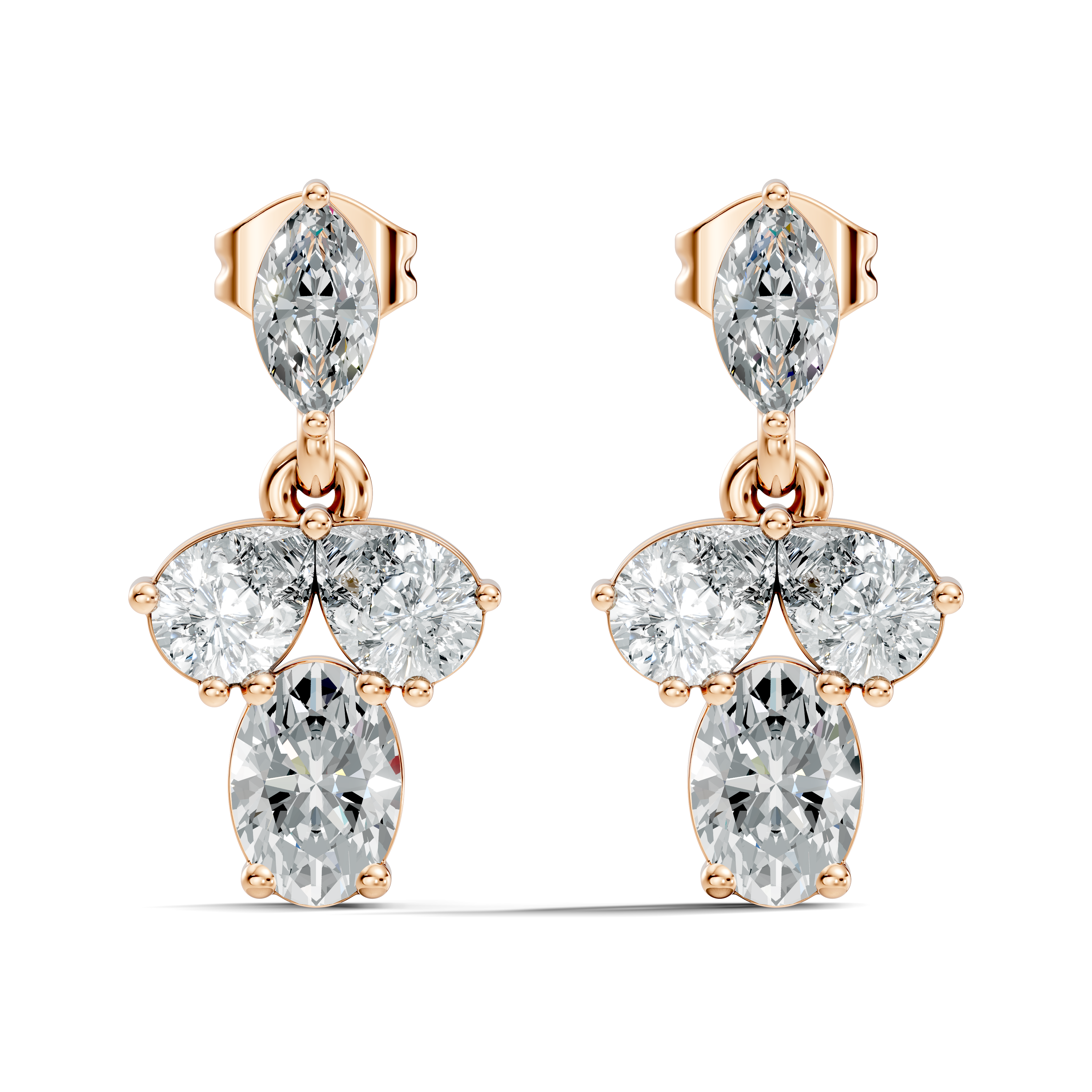 Multi-Shape Marquise, Pear & Oval Diamond Drop Earrings