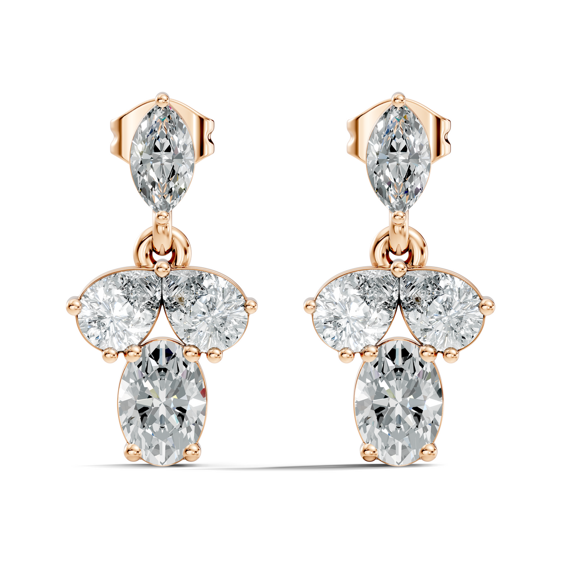 Multi-Shape Marquise, Pear & Oval Diamond Drop Earrings