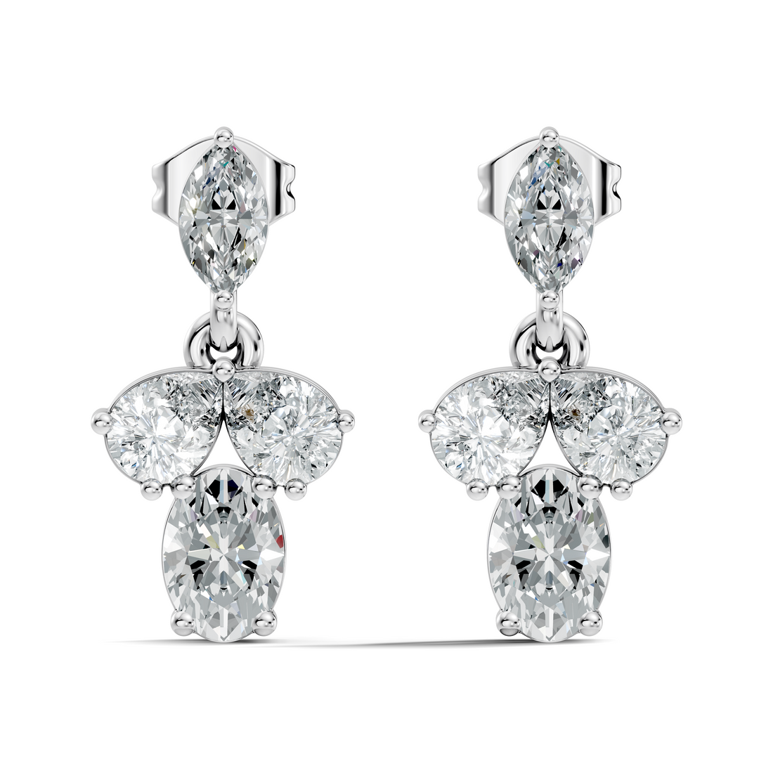 Multi-Shape Marquise, Pear & Oval Diamond Drop Earrings