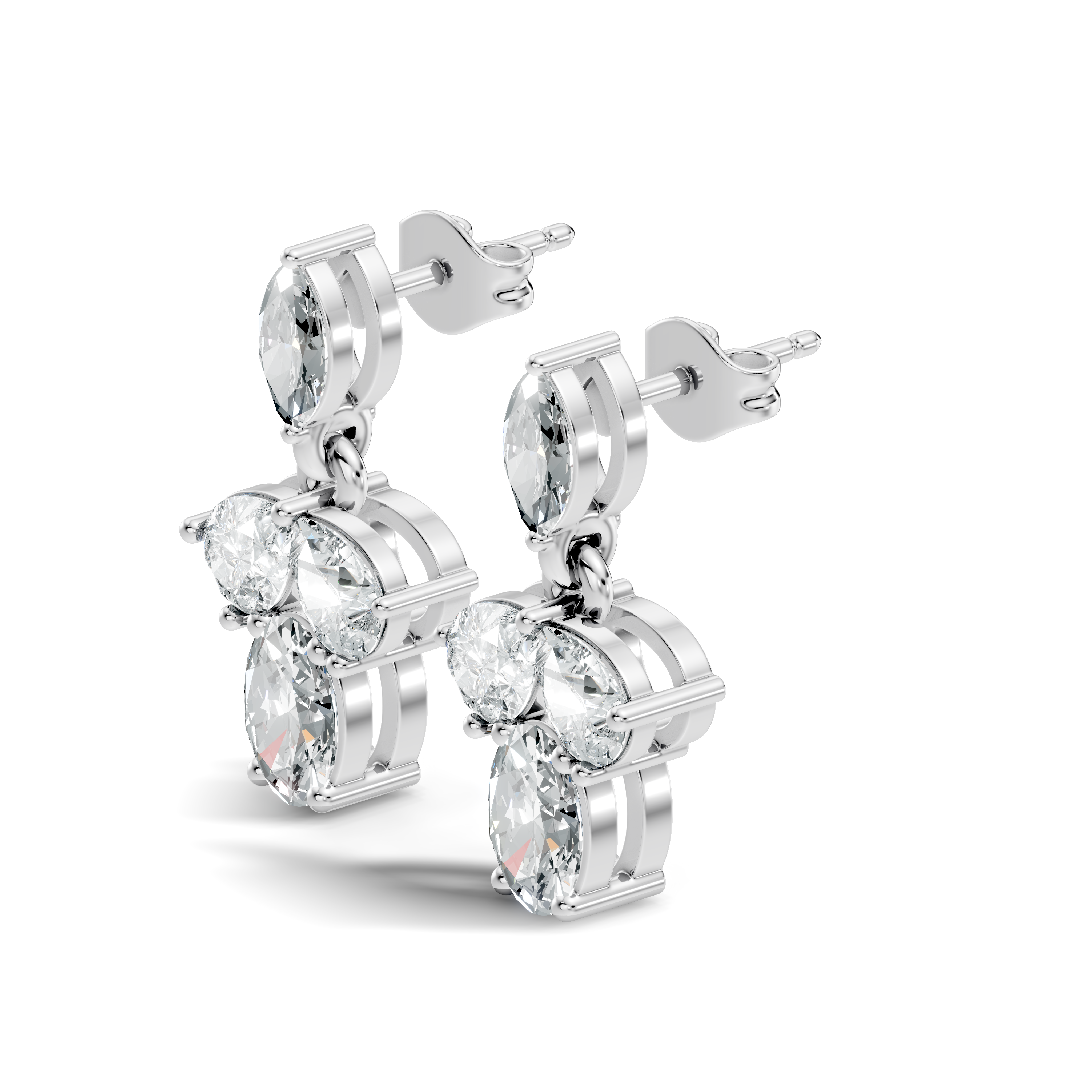 Multi-Shape Marquise, Pear & Oval Diamond Drop Earrings