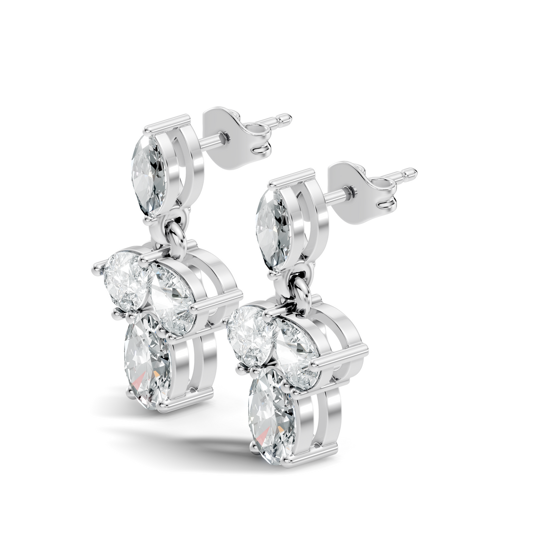 Multi-Shape Marquise, Pear & Oval Diamond Drop Earrings