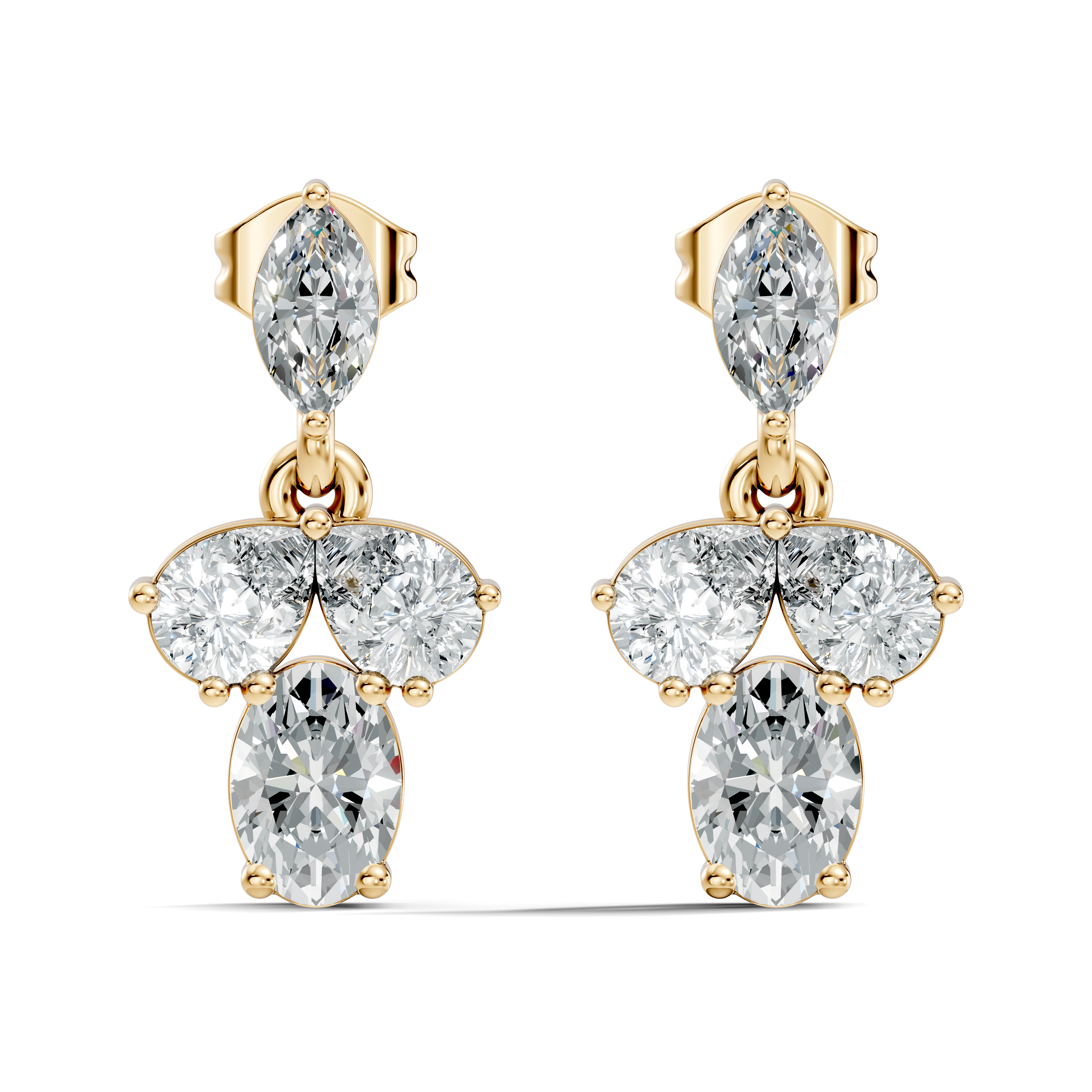 Multi-Shape Marquise, Pear & Oval Diamond Drop Earrings