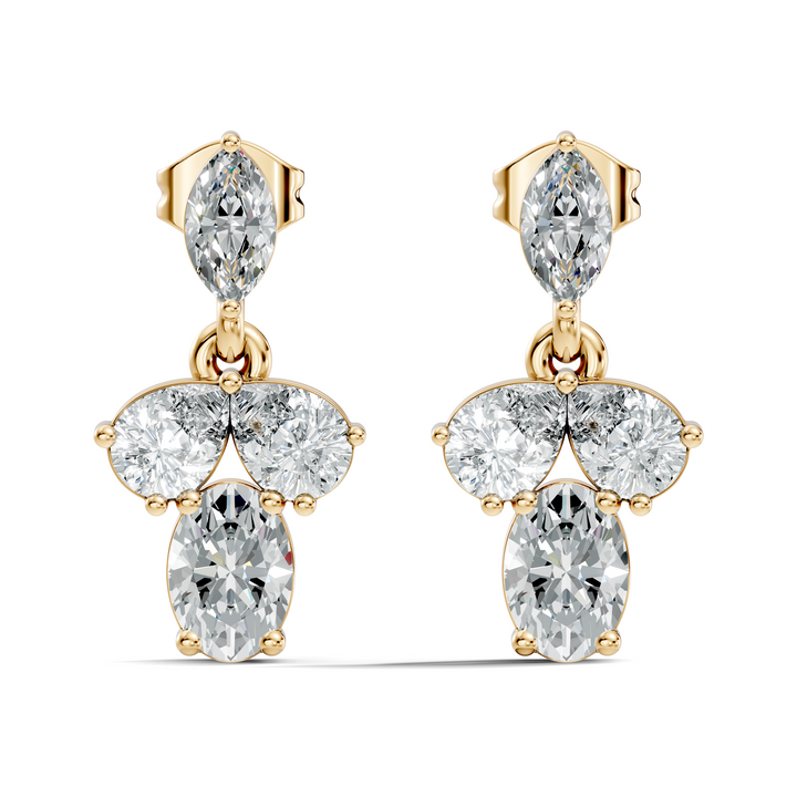 Multi-Shape Marquise, Pear & Oval Diamond Drop Earrings