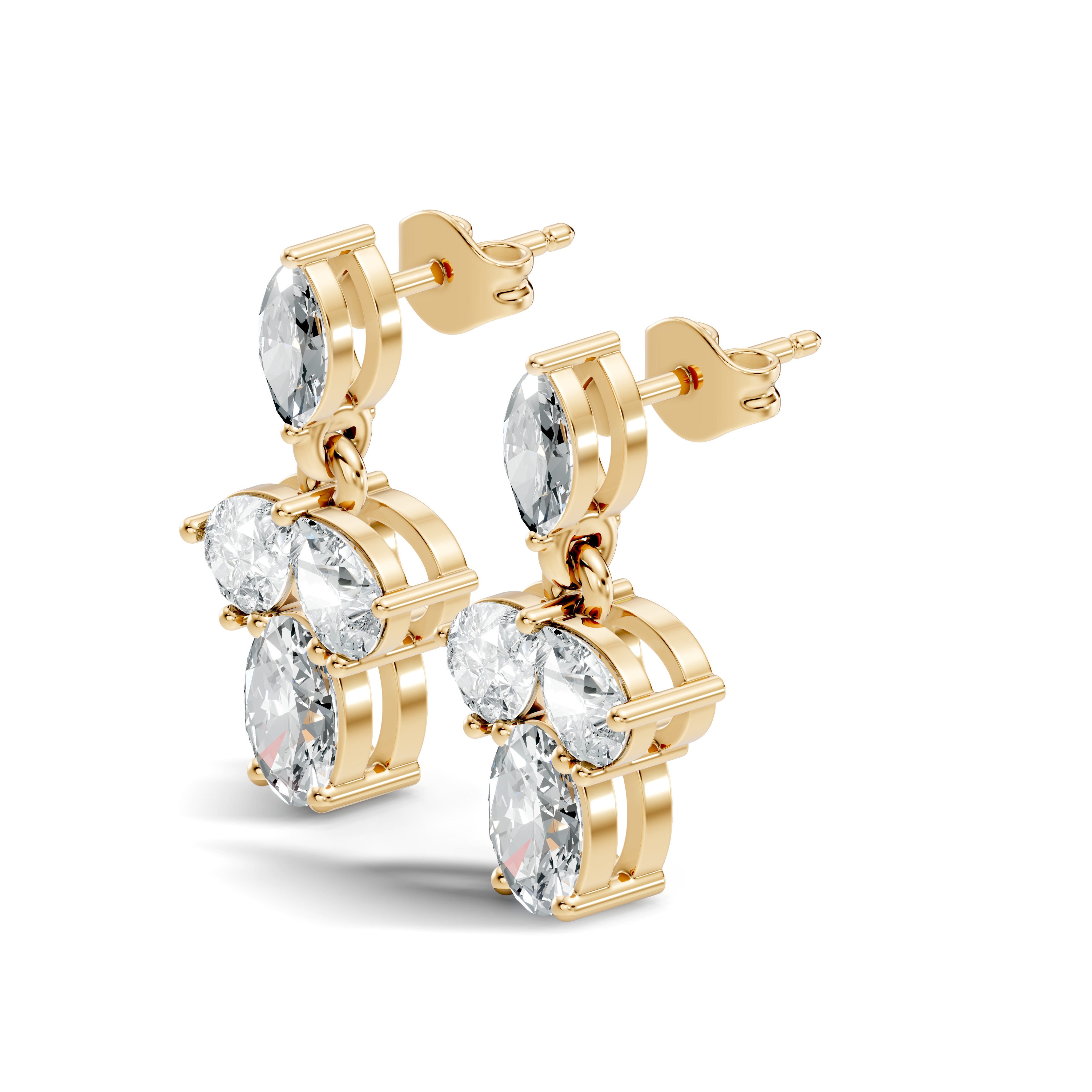 Multi-Shape Marquise, Pear & Oval Diamond Drop Earrings